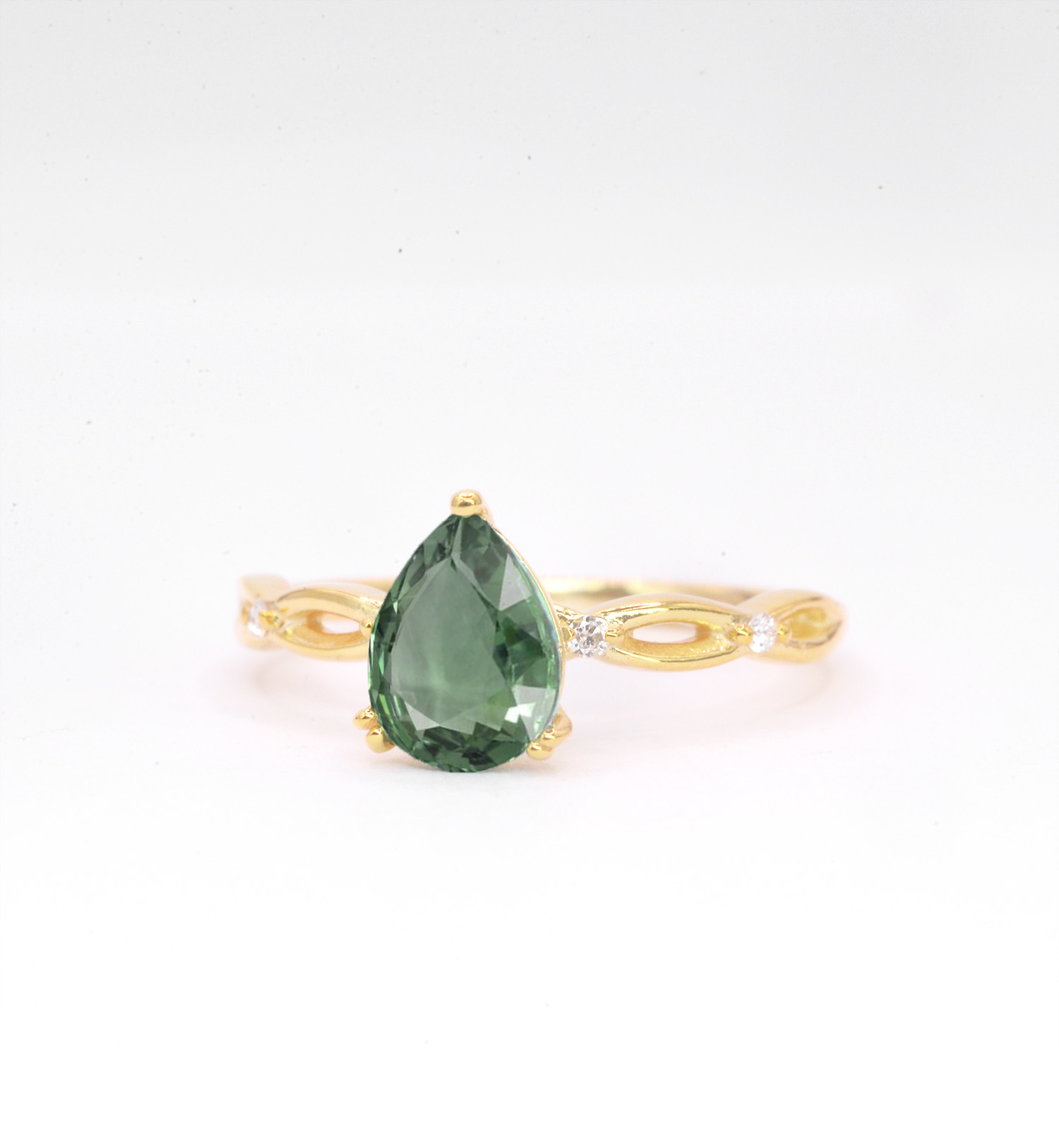 mint green sapphire bridal ring