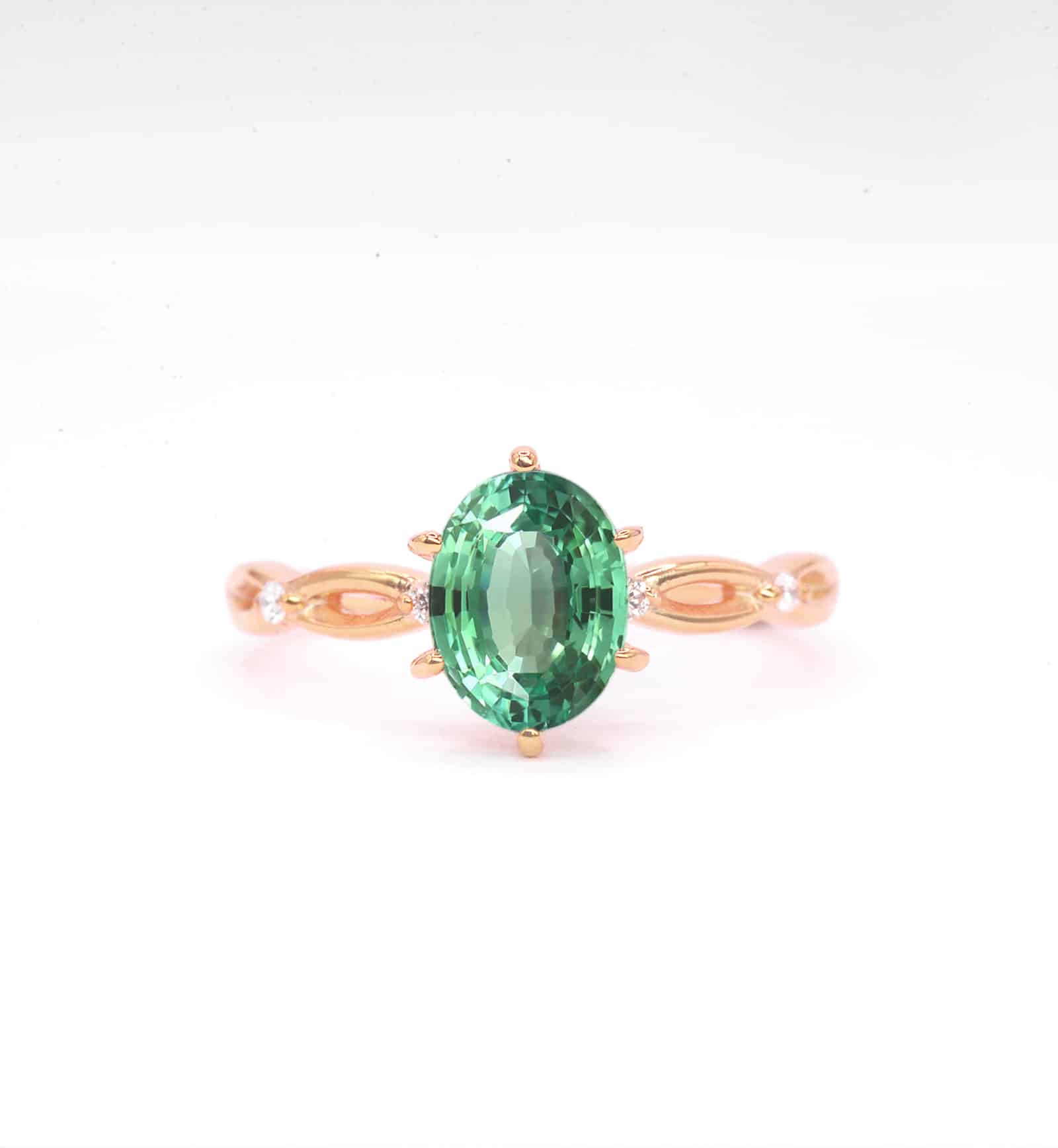 Green sapphire engagement ring