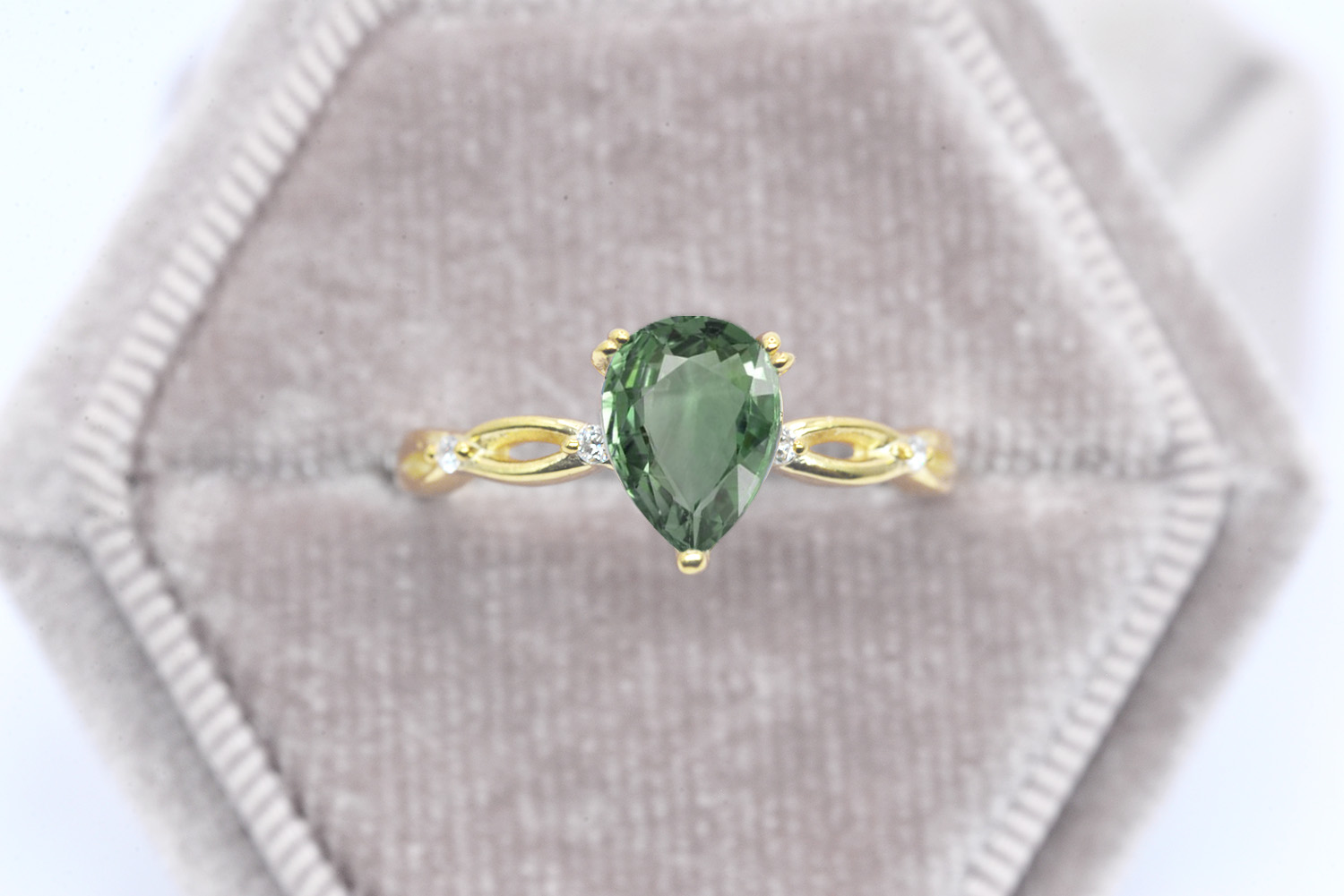 mint green sapphire bridal ring