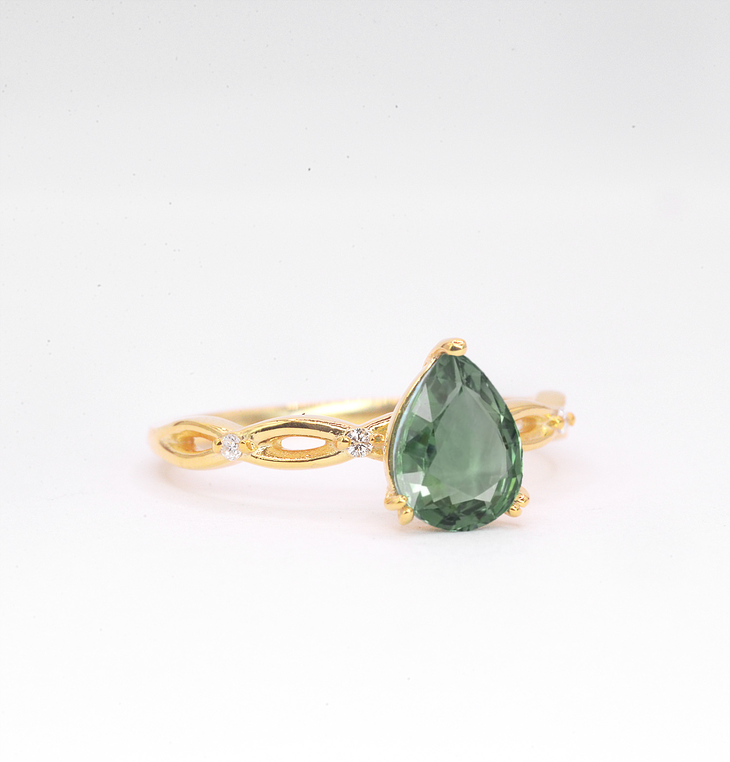 mint green sapphire bridal ring