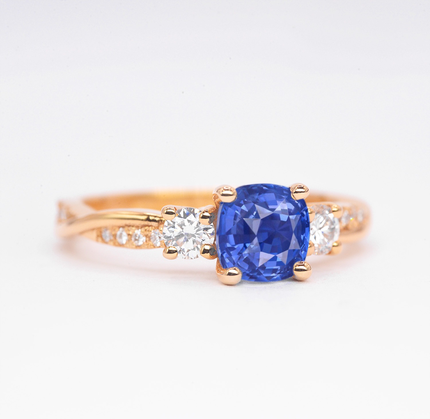 1.02ct blue sapphire bridal ring