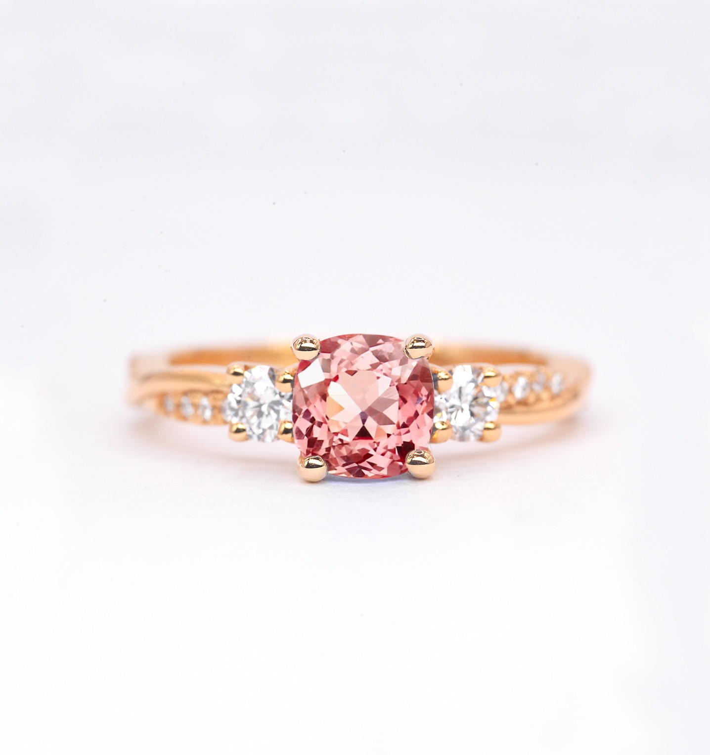 1.02ct morganite and diamond unique engagement ring
