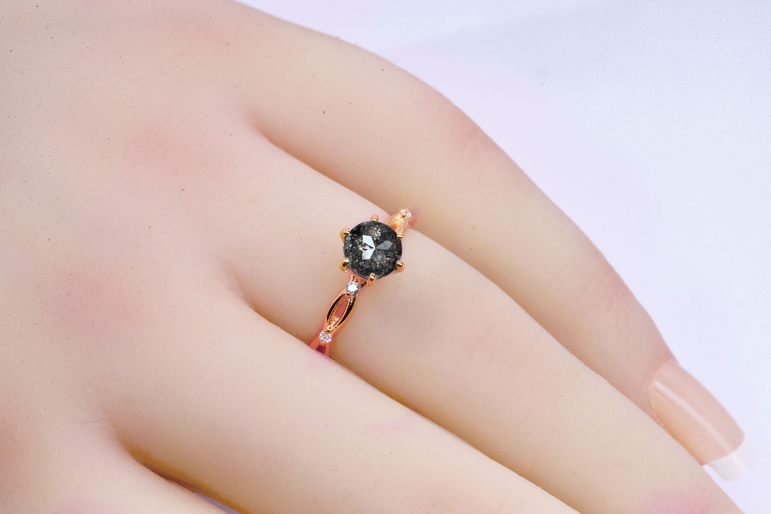 1.2ct salt and pepper diamond ring