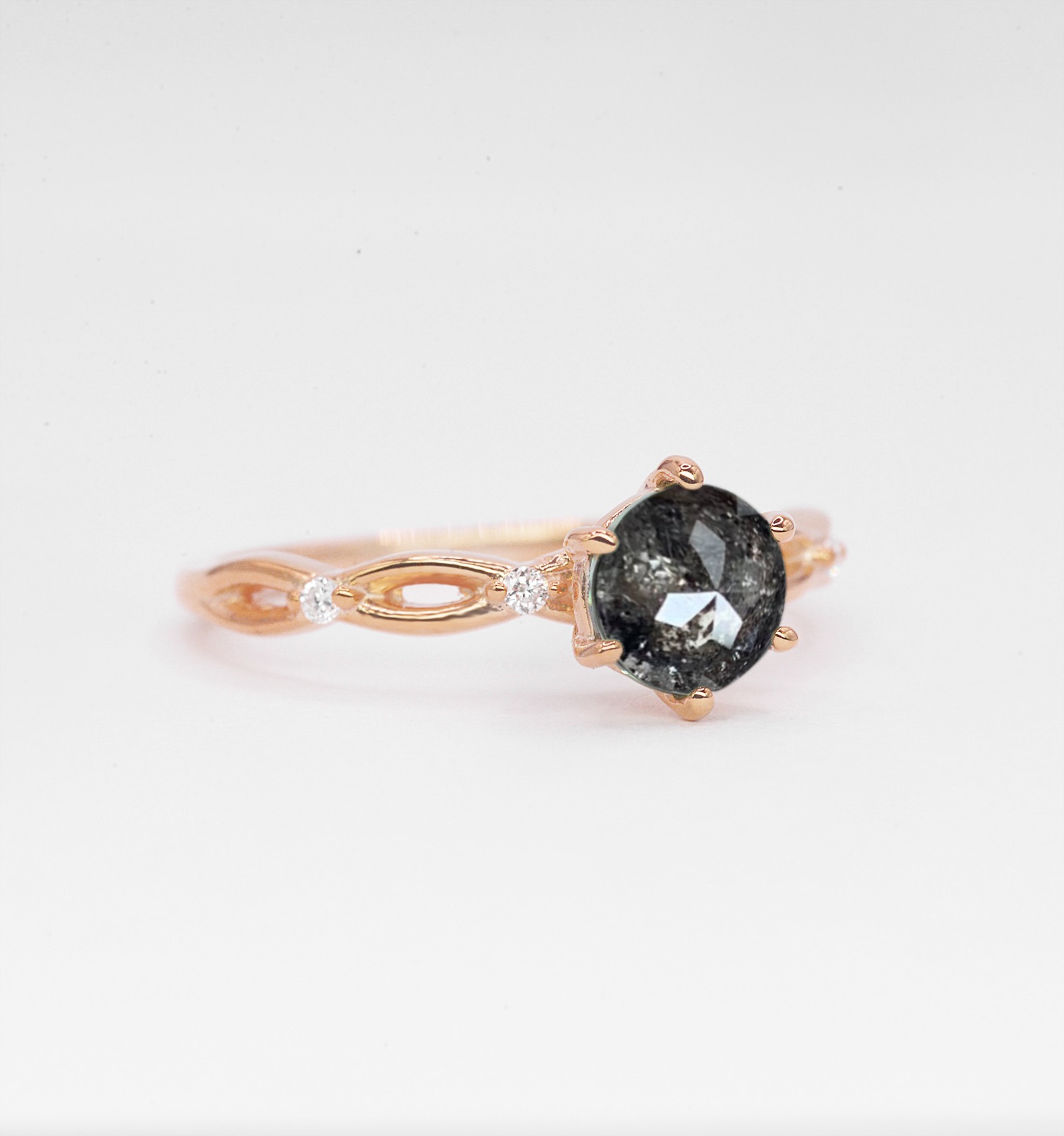 1.2ct salt and pepper diamond ring