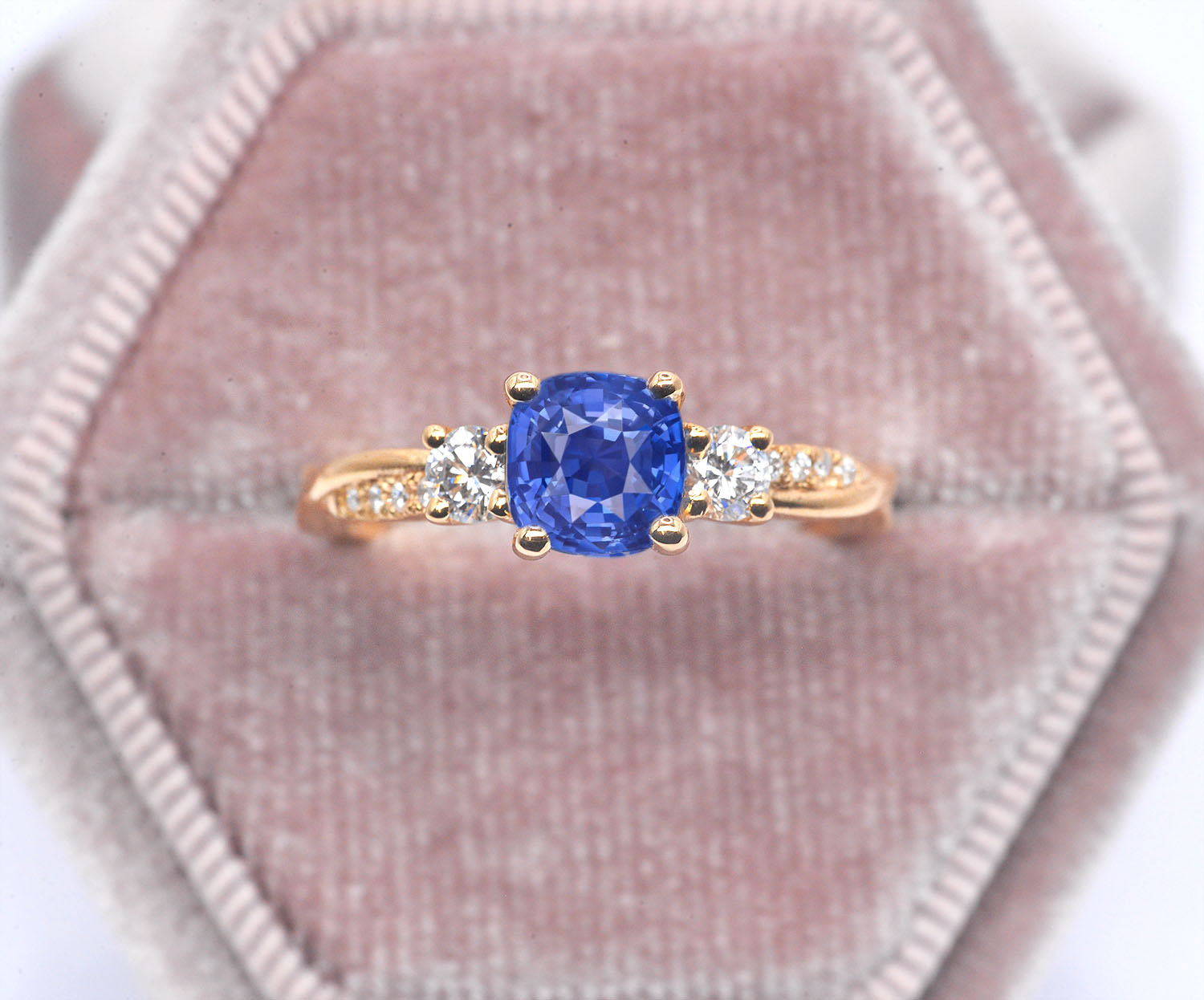 1.02ct blue sapphire bridal ring