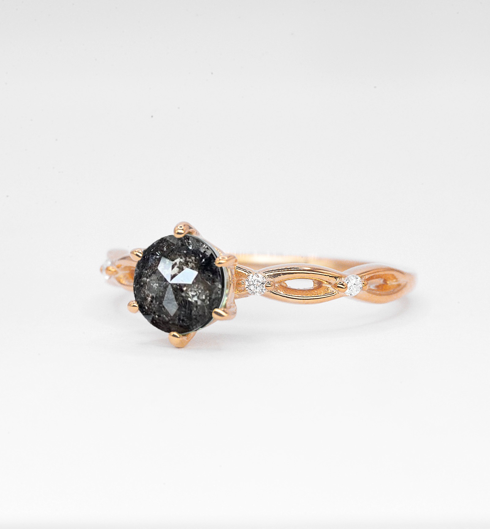 1.2ct salt and pepper diamond ring