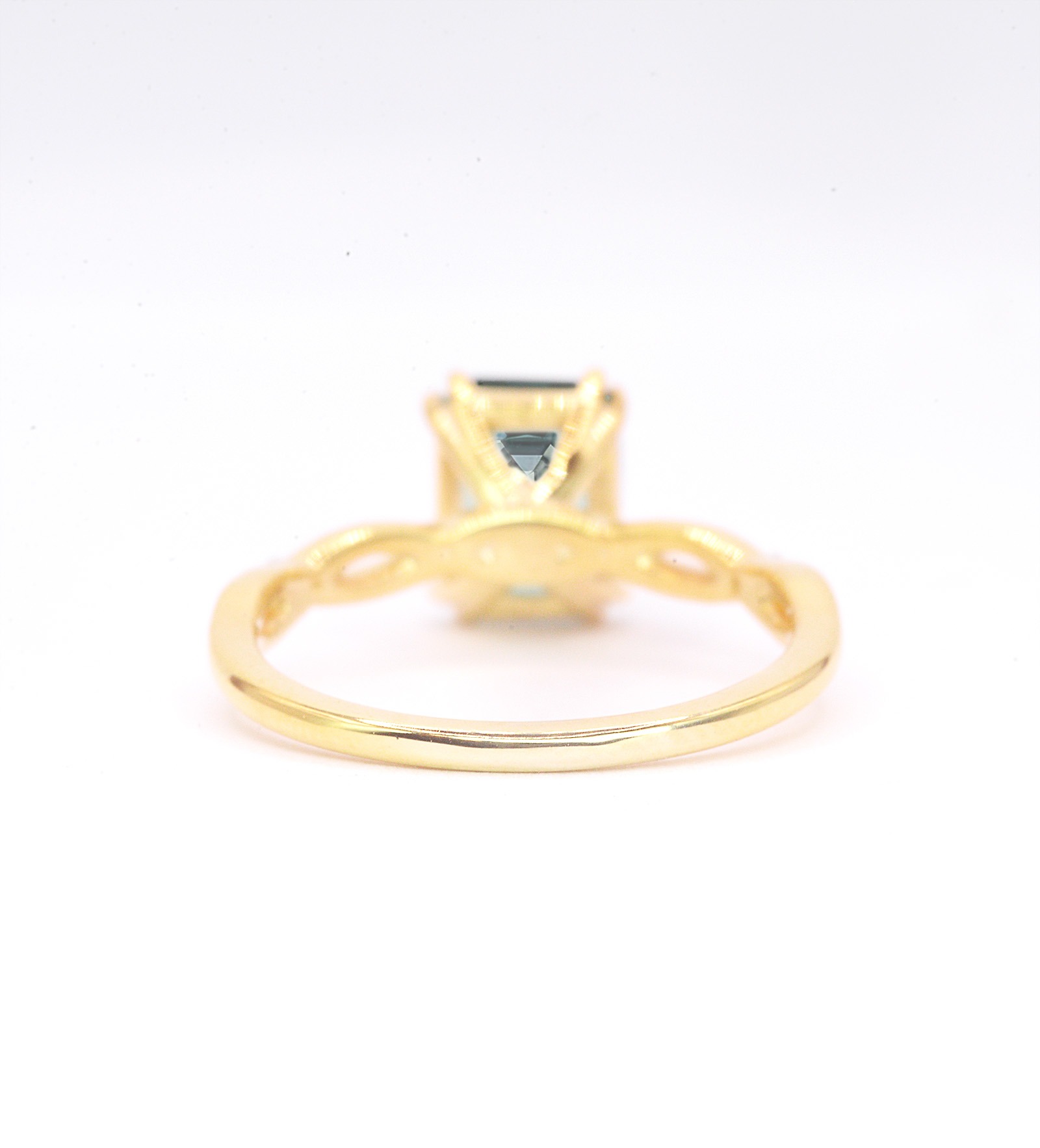 Emerald Cut Teal Sapphire Engagement Ring