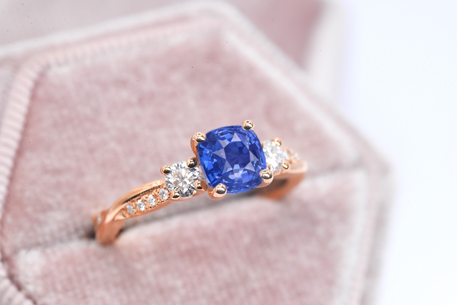 1.02ct blue sapphire bridal ring