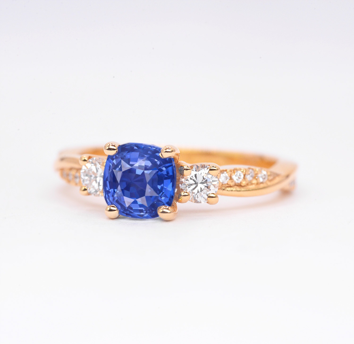 1.02ct blue sapphire bridal ring