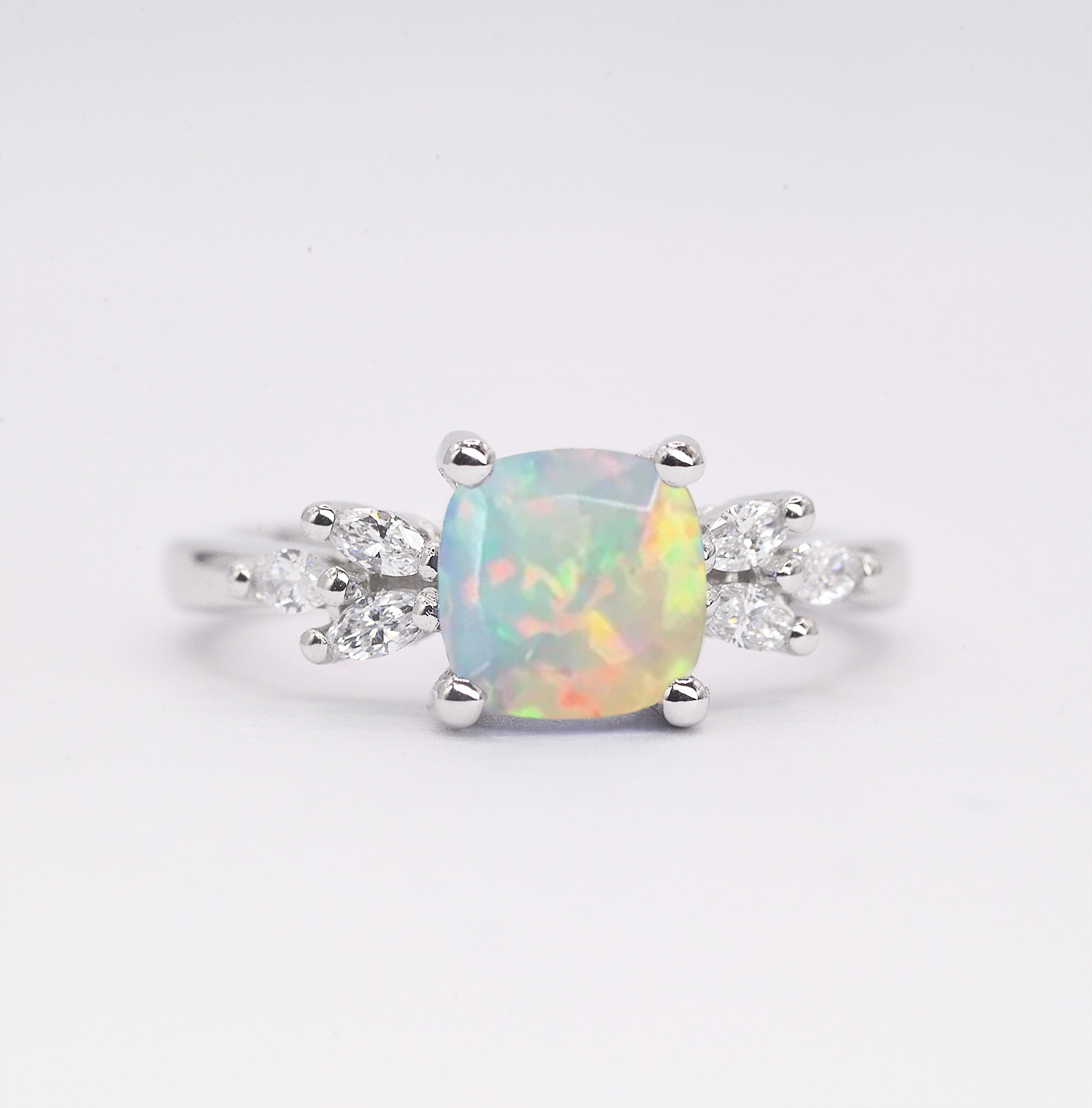 cushion cut opal and diamond gift ring
