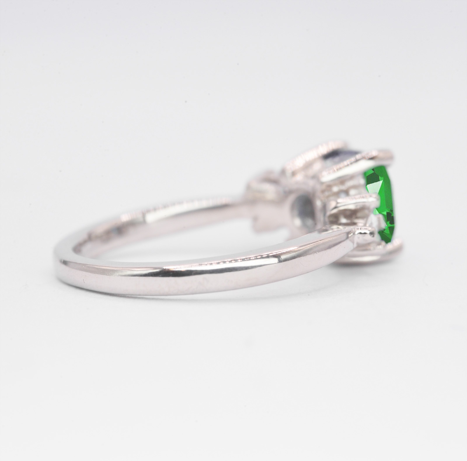 cushion cut tsavorite art deco ring