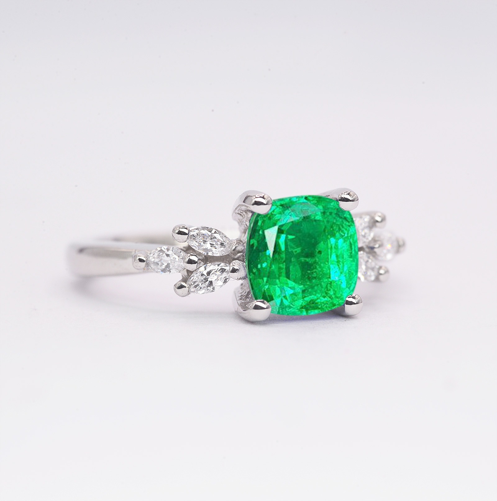 cushion emerald art deco ring