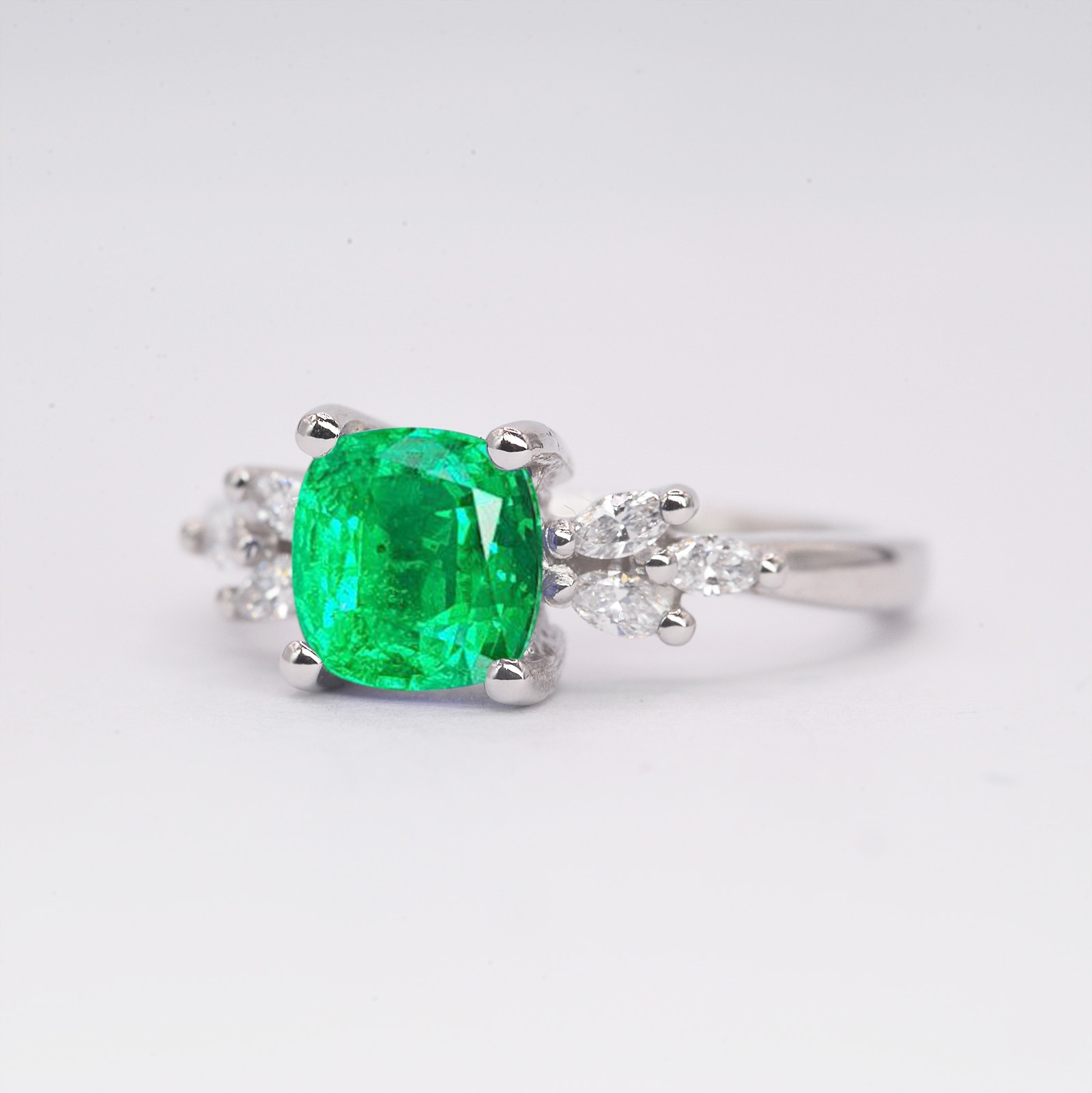 cushion emerald art deco ring