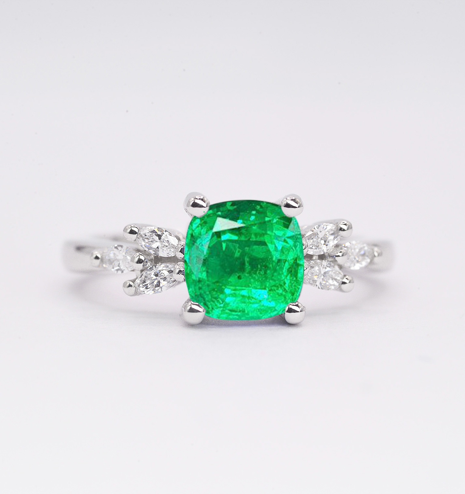 cushion emerald art deco ring