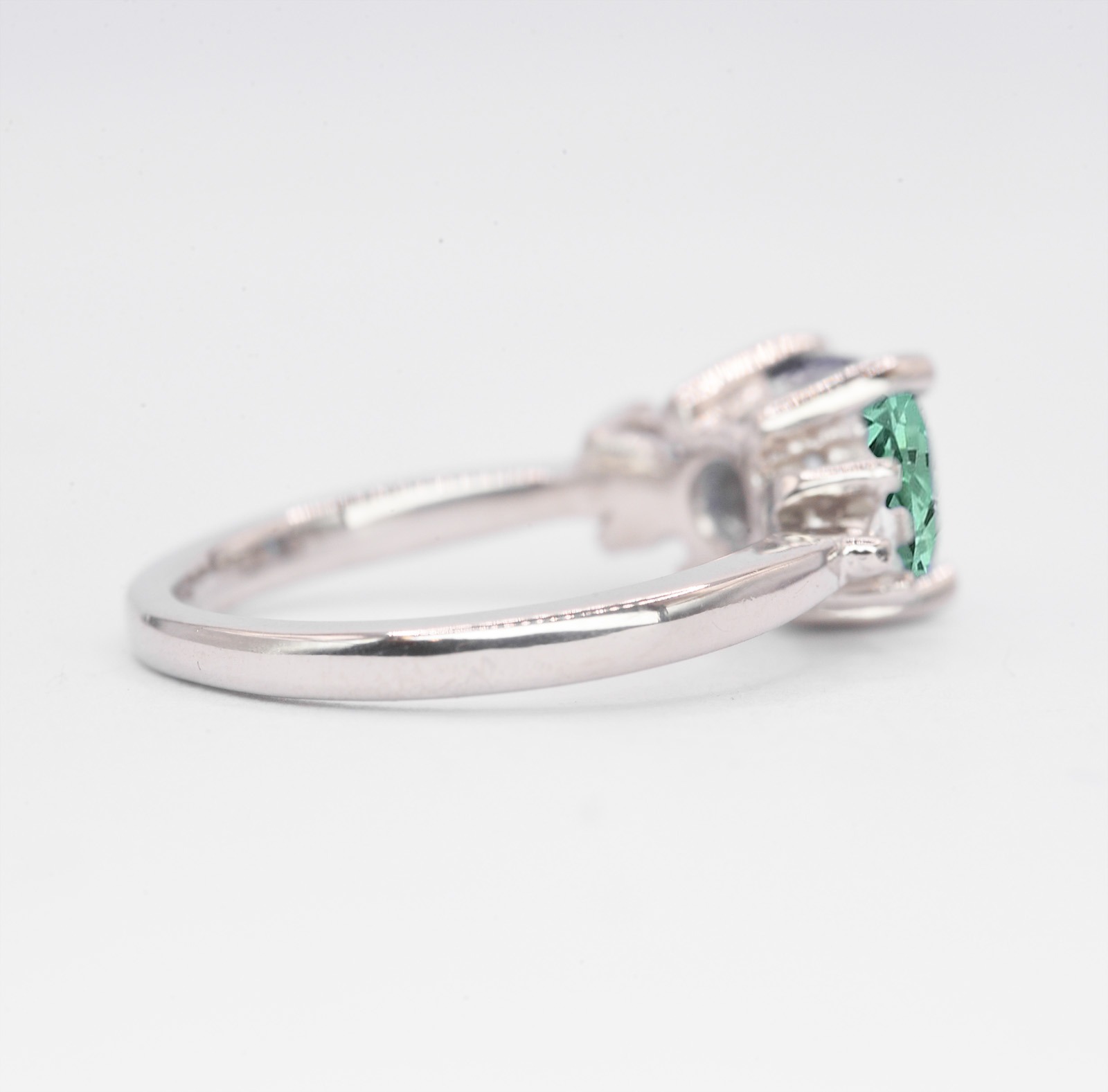 cushion cut mint green sapphire ring