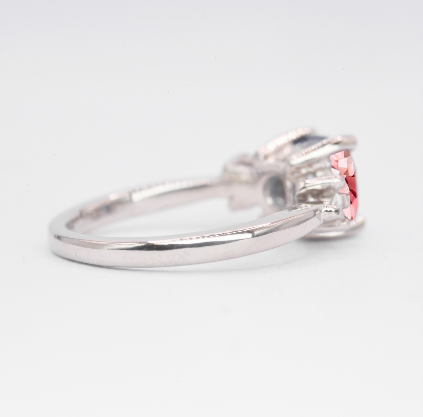 morganite and diamond cushion ring