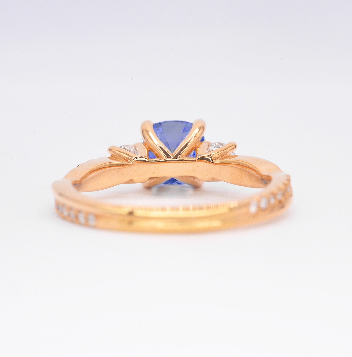 1.02ct blue sapphire bridal ring
