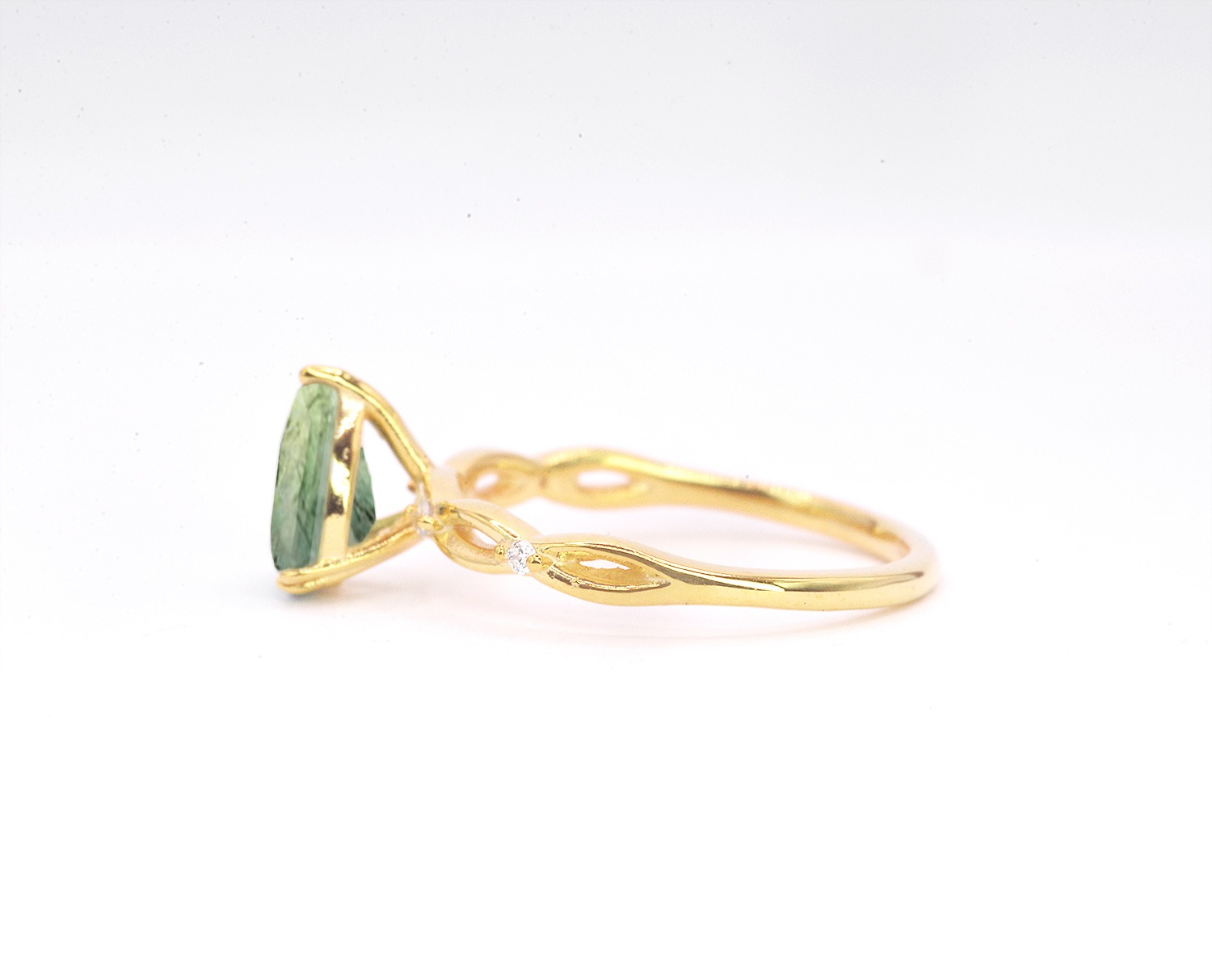 natural moss agate and diamond ring