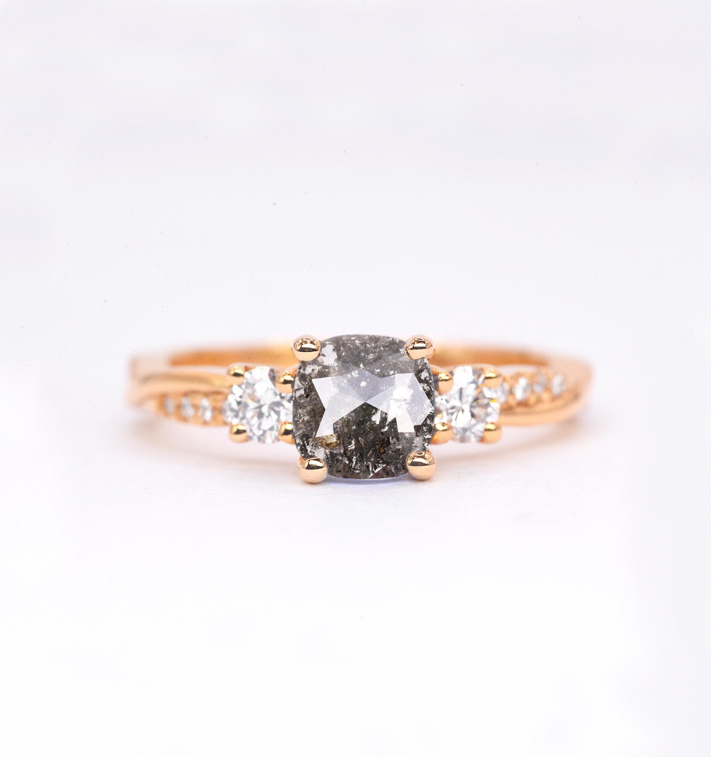 salt and pepper diamond art deco ring