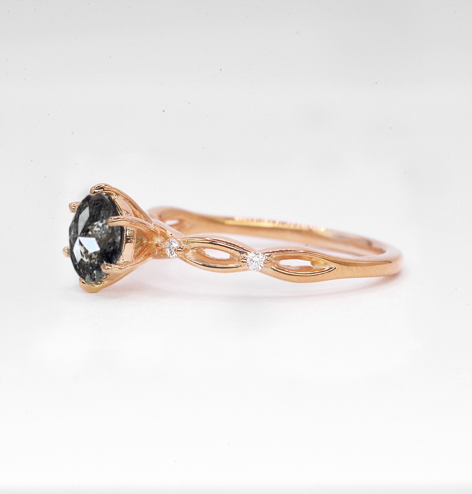1.2ct salt and pepper diamond ring