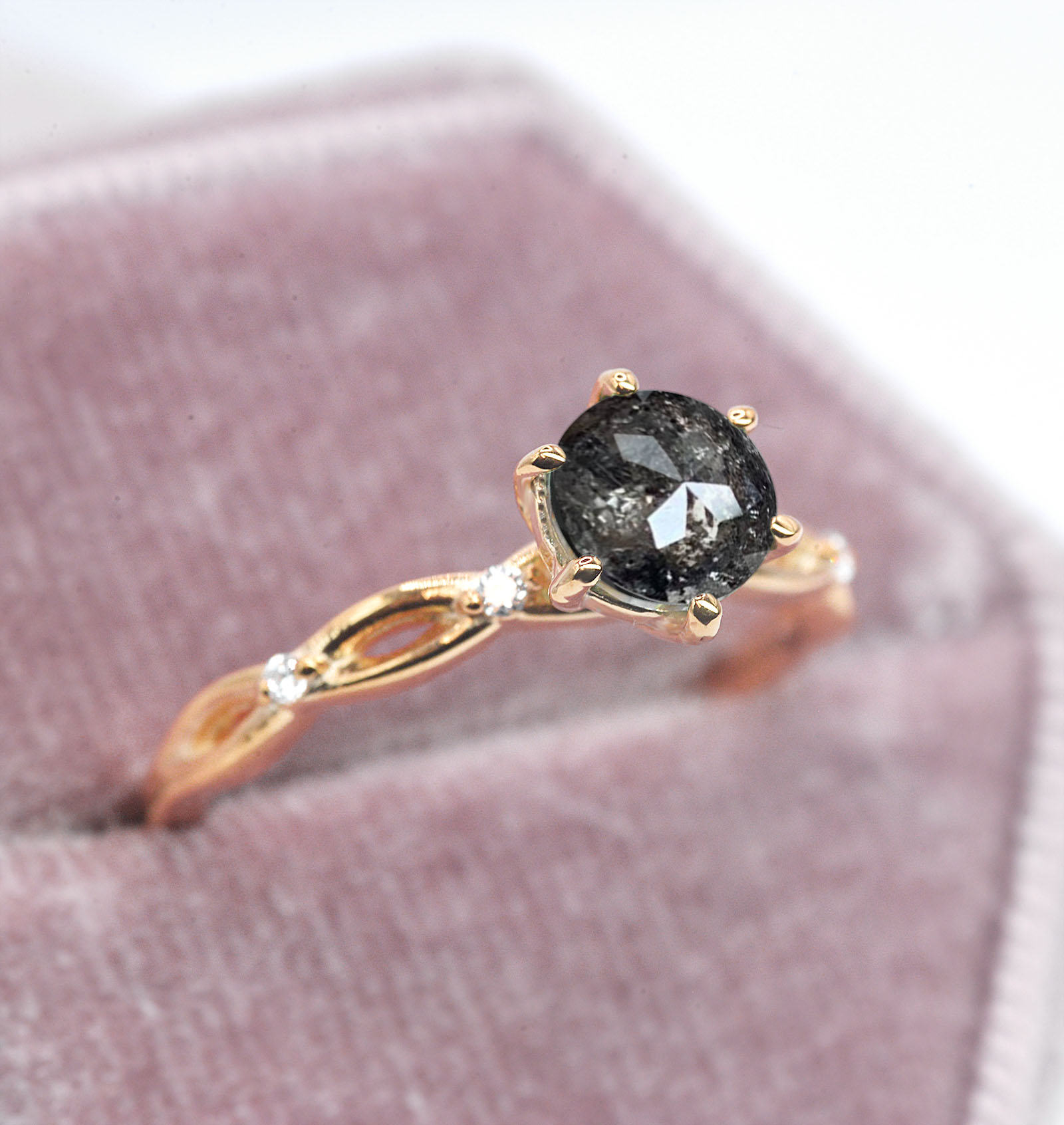 1.2ct salt and pepper diamond ring