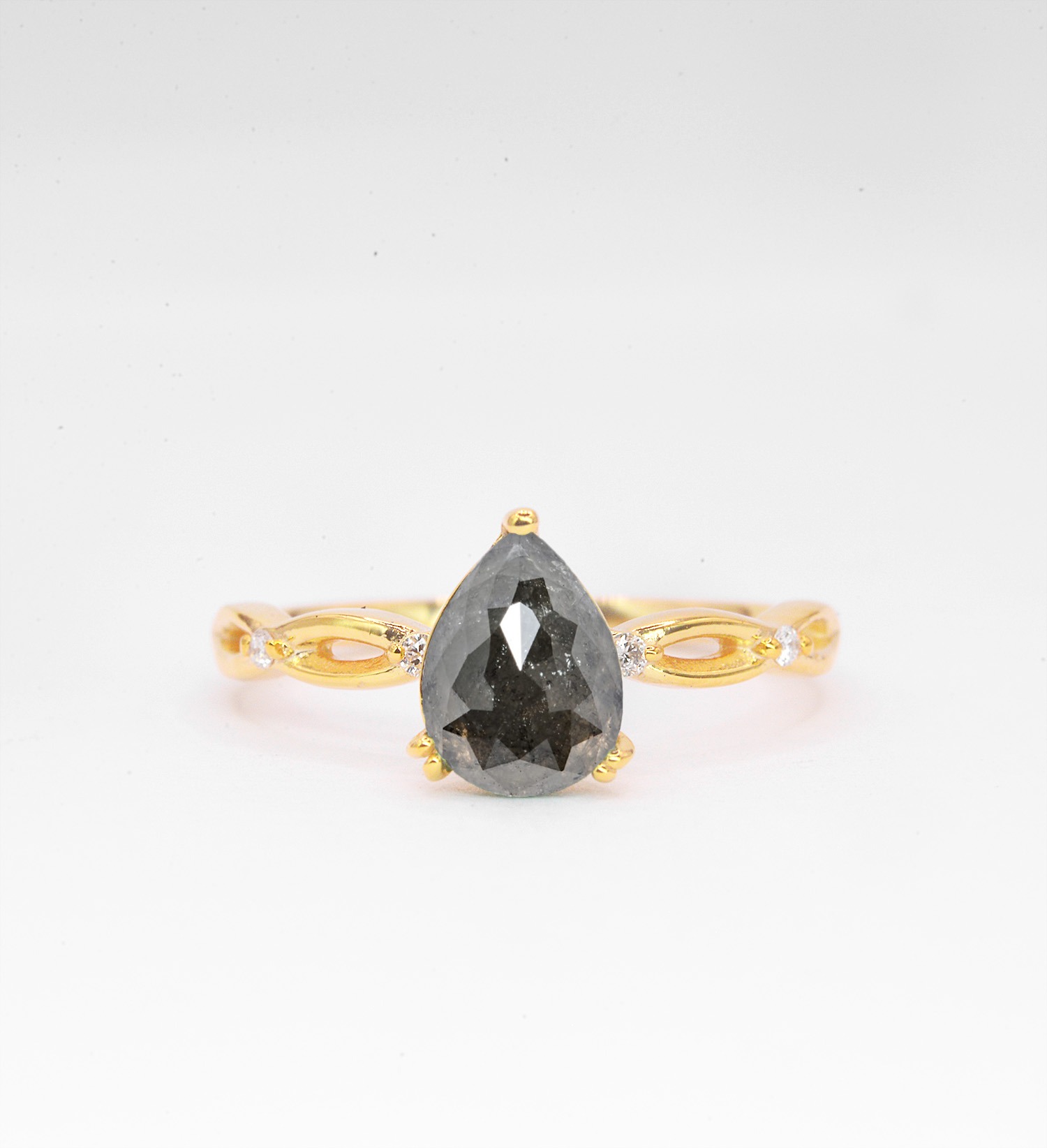 salt and pepper diamond bridal ring