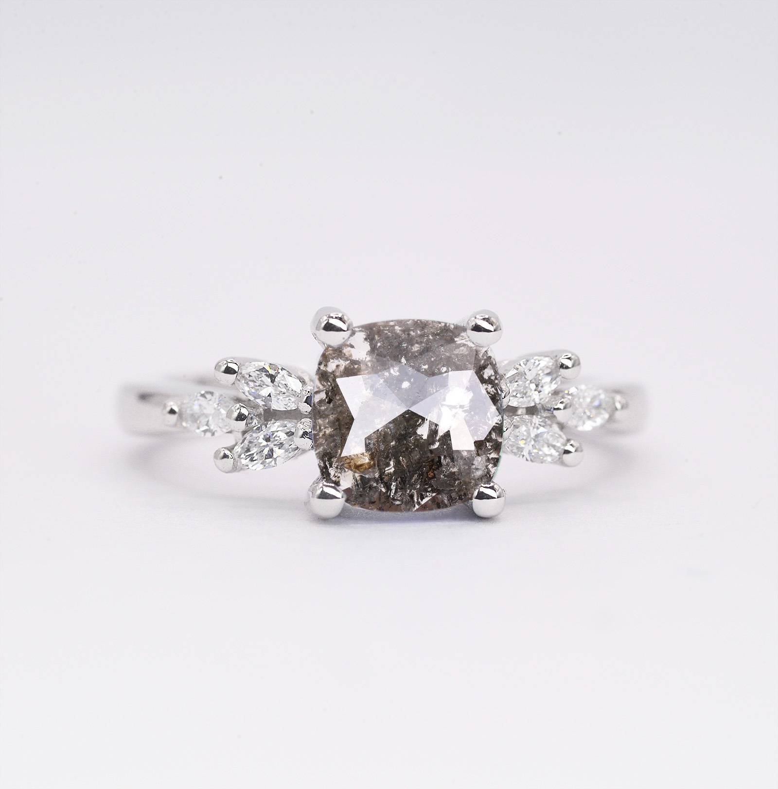 Salt and pepper diamond womens gift ring