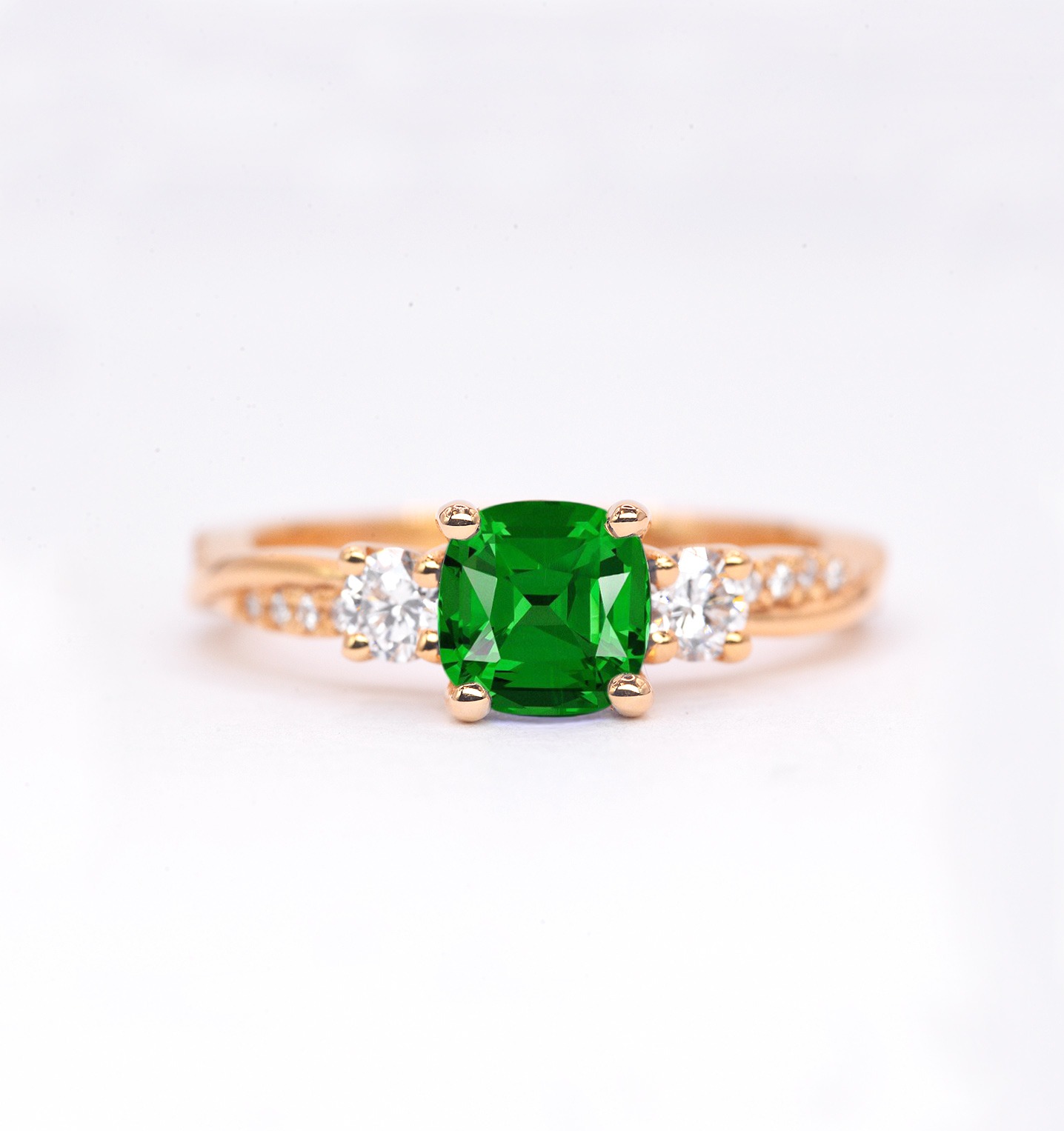 tsavorite and diamond art deco ring