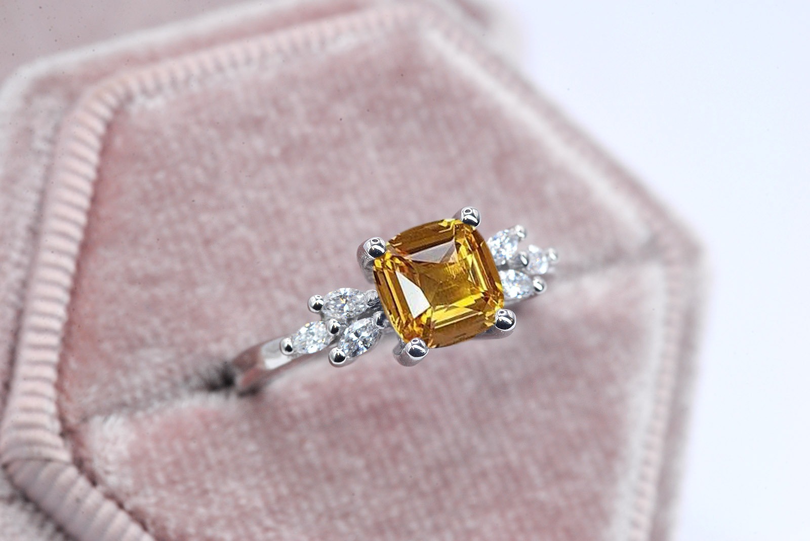 yellow sapphire gold art deco ring