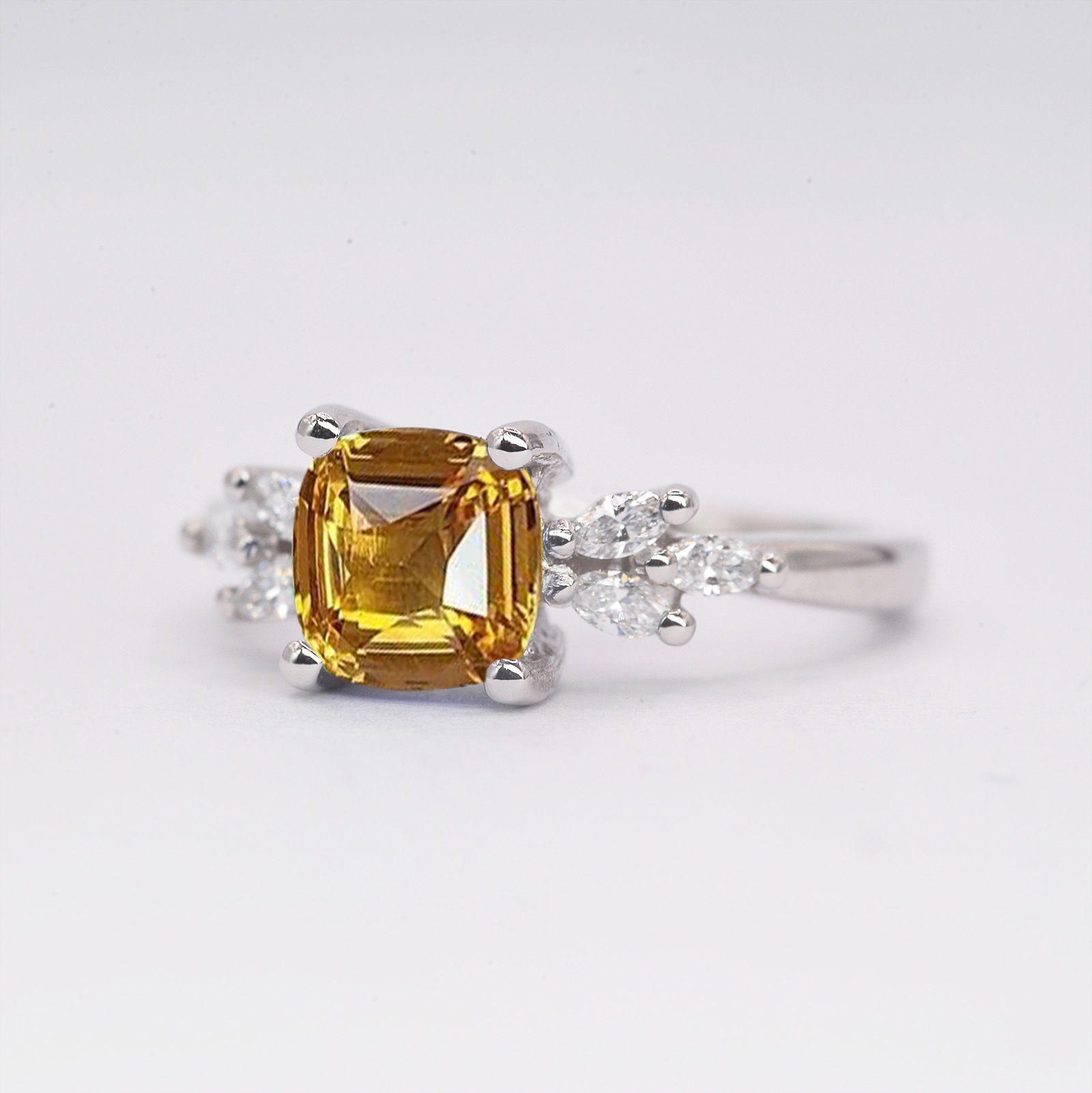 yellow sapphire gold art deco ring