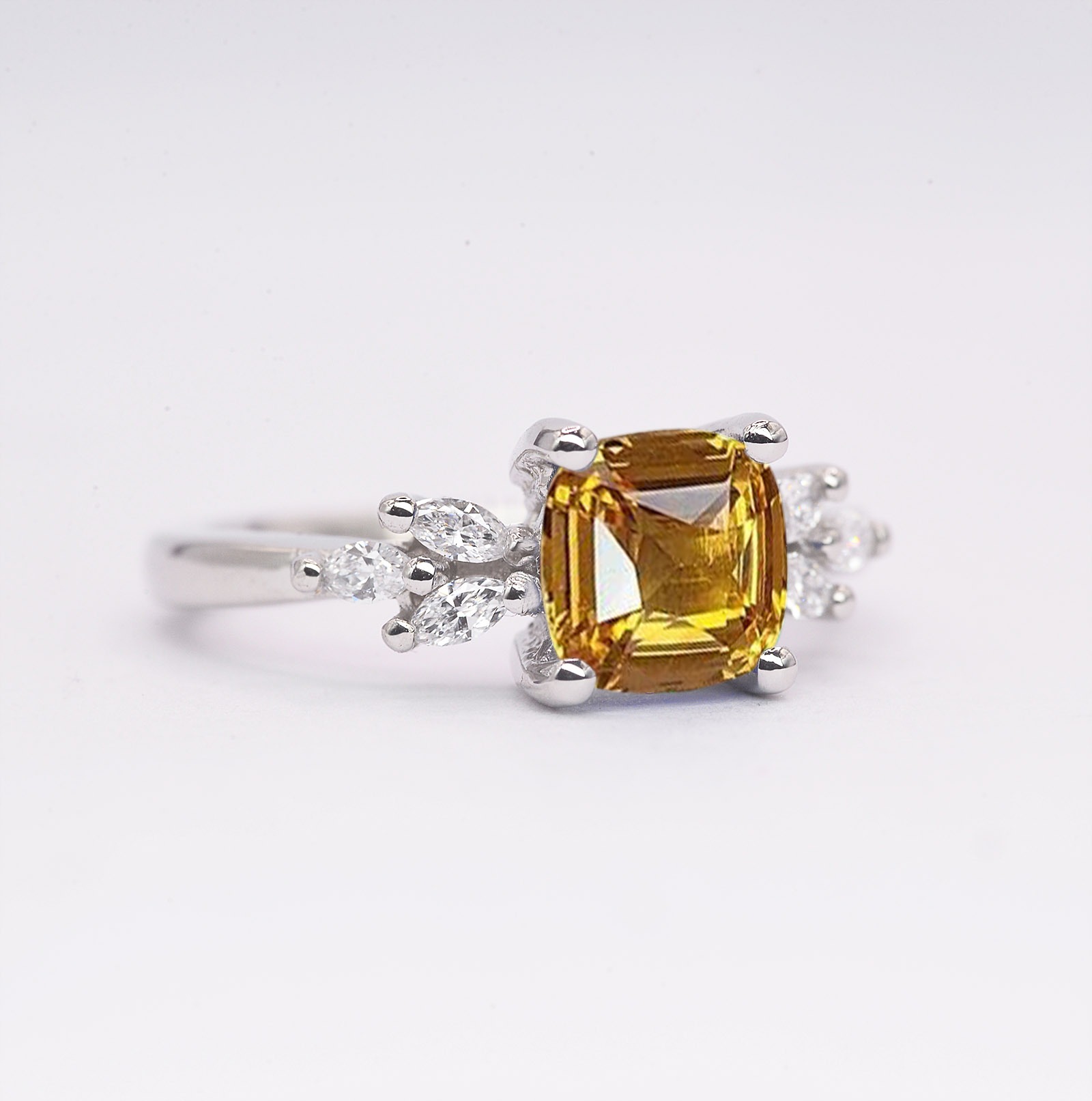 yellow sapphire gold art deco ring