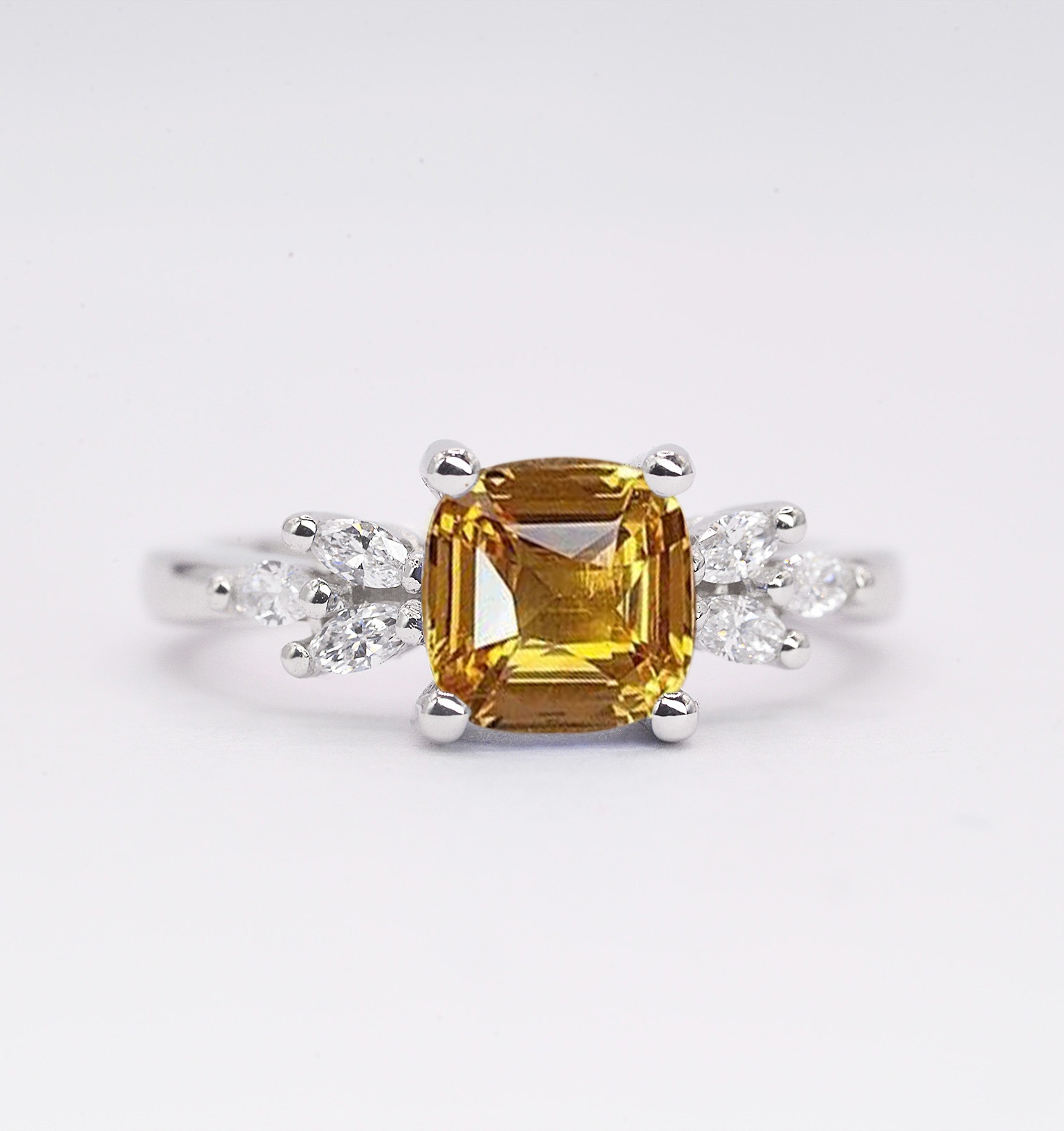 yellow sapphire gold art deco ring
