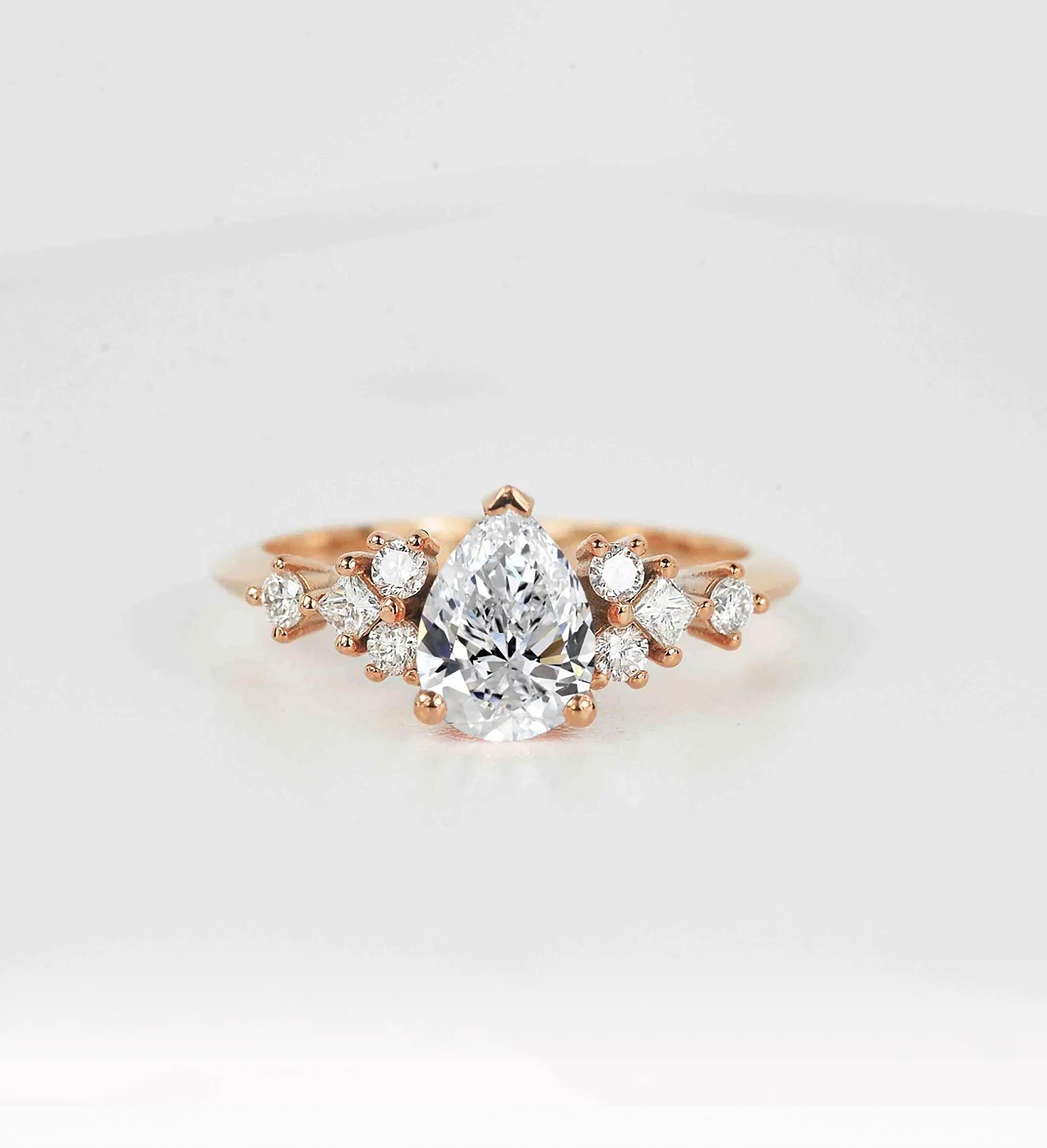 pear cut diamond unique ring