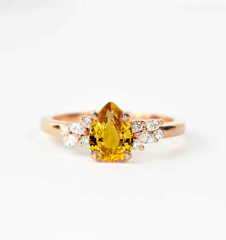 Golden yellow sapphire luxury ring