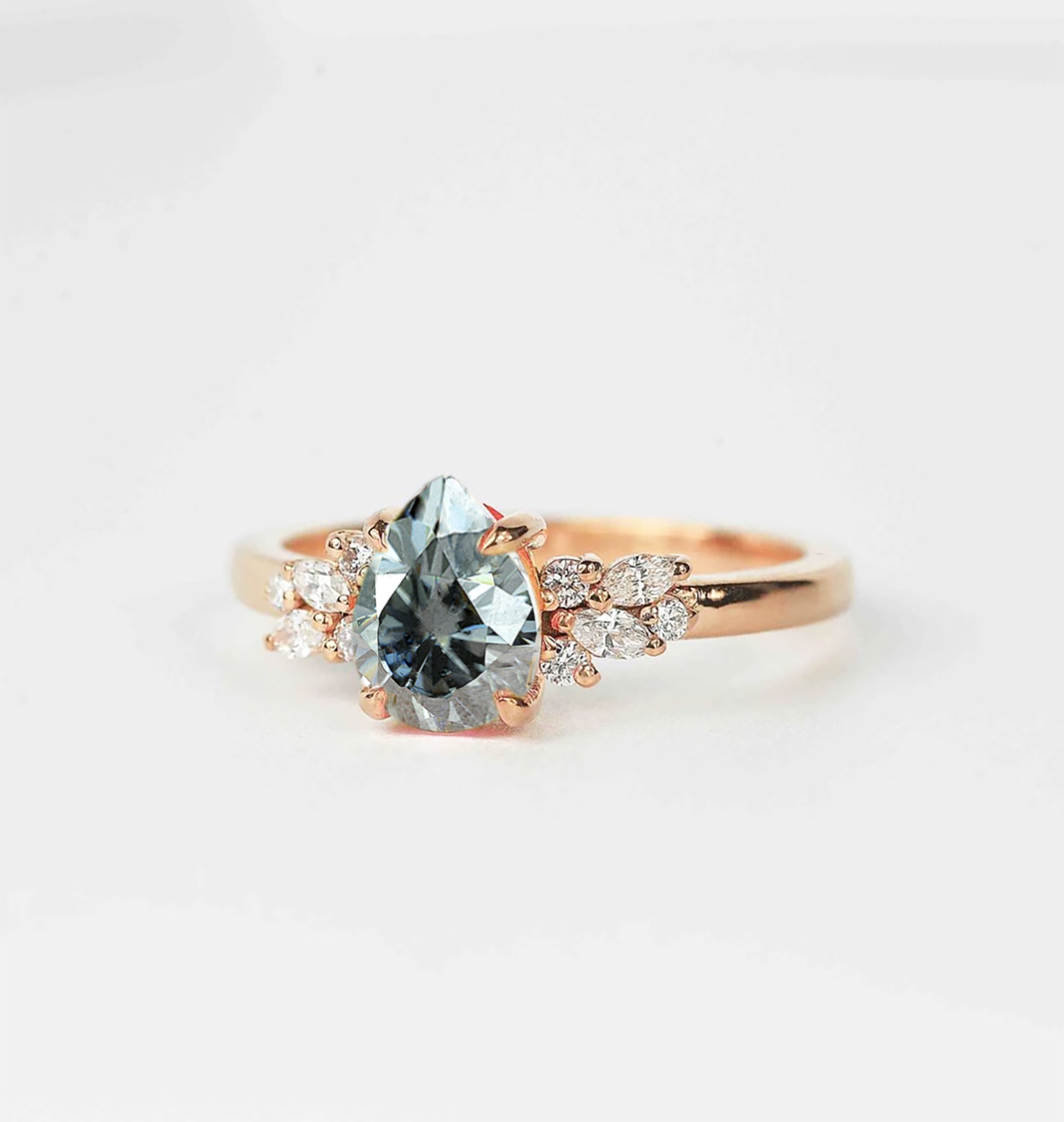 Grey moissanite cluster engagement ring - Image 2