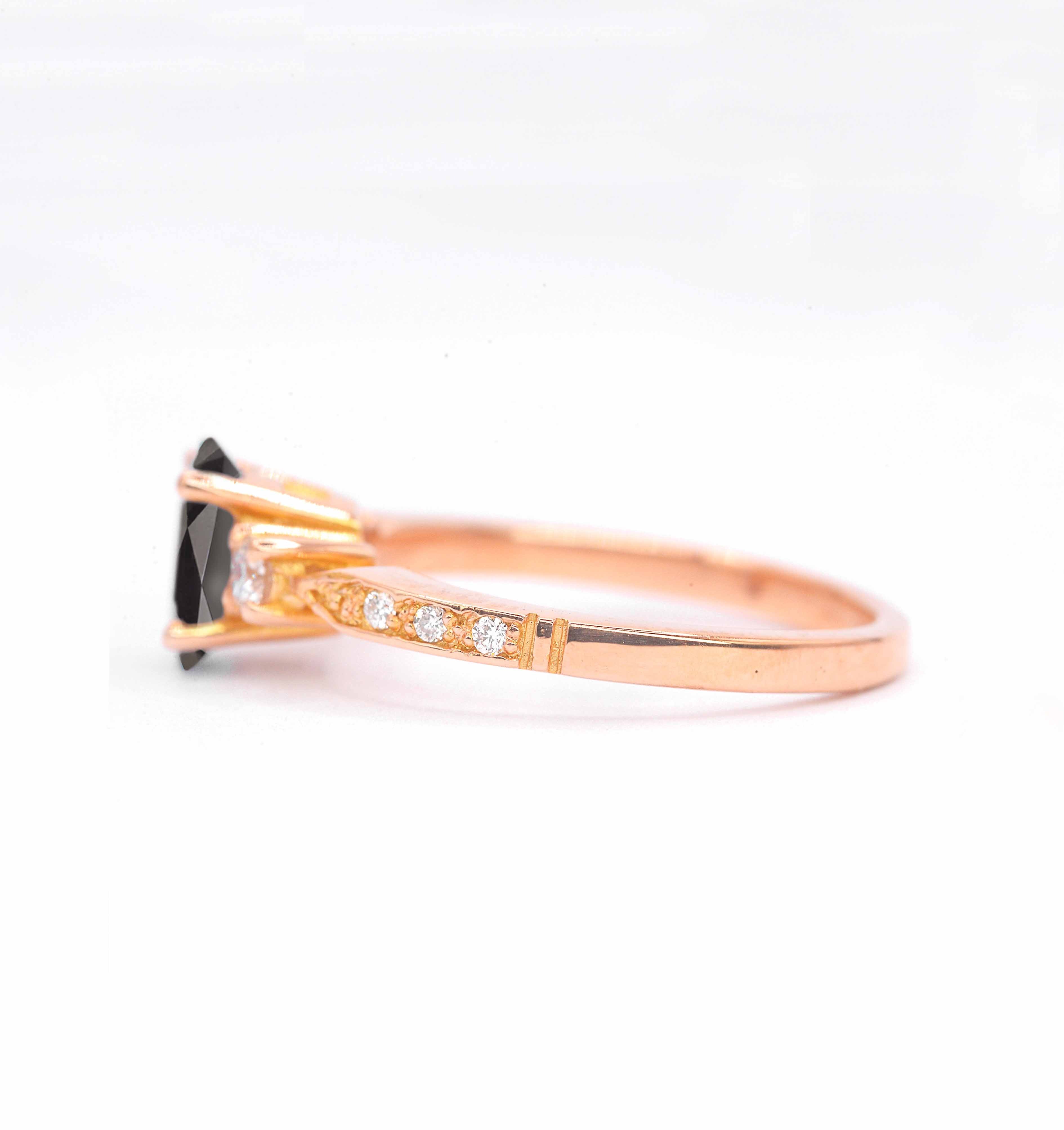 Oval black diamond art deco ring - Image 3