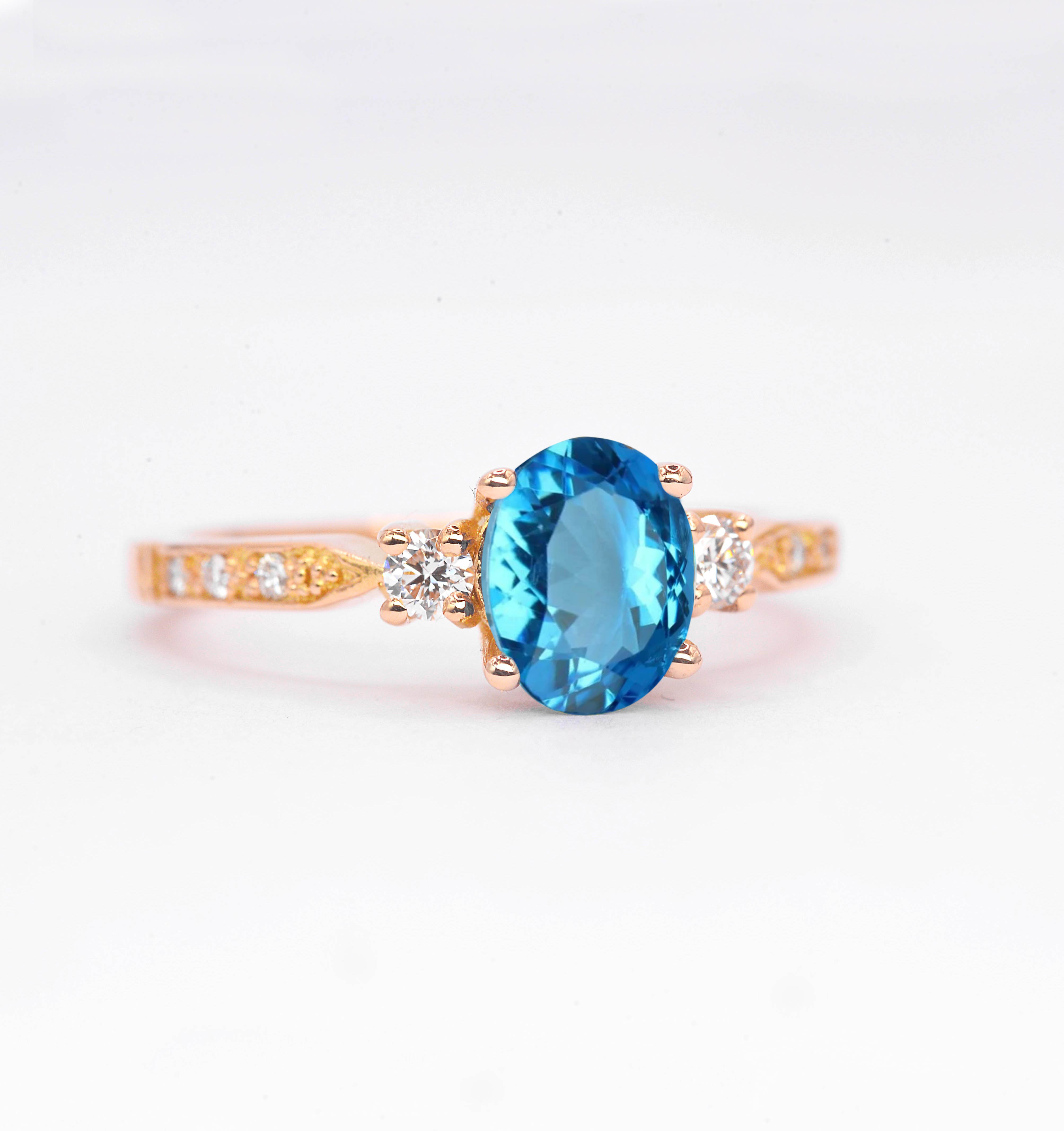 Oval blue topaz ring for her - Image 2