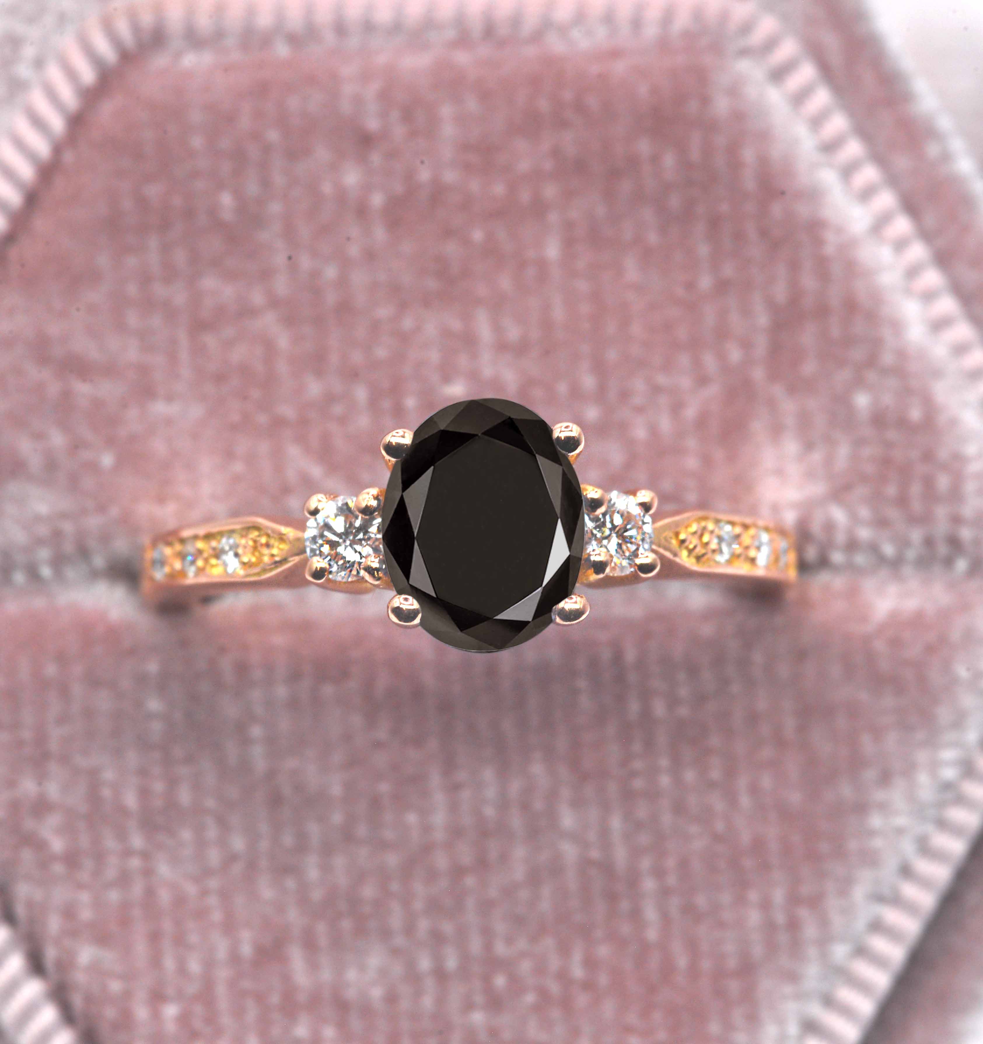Oval black diamond art deco ring - Image 5