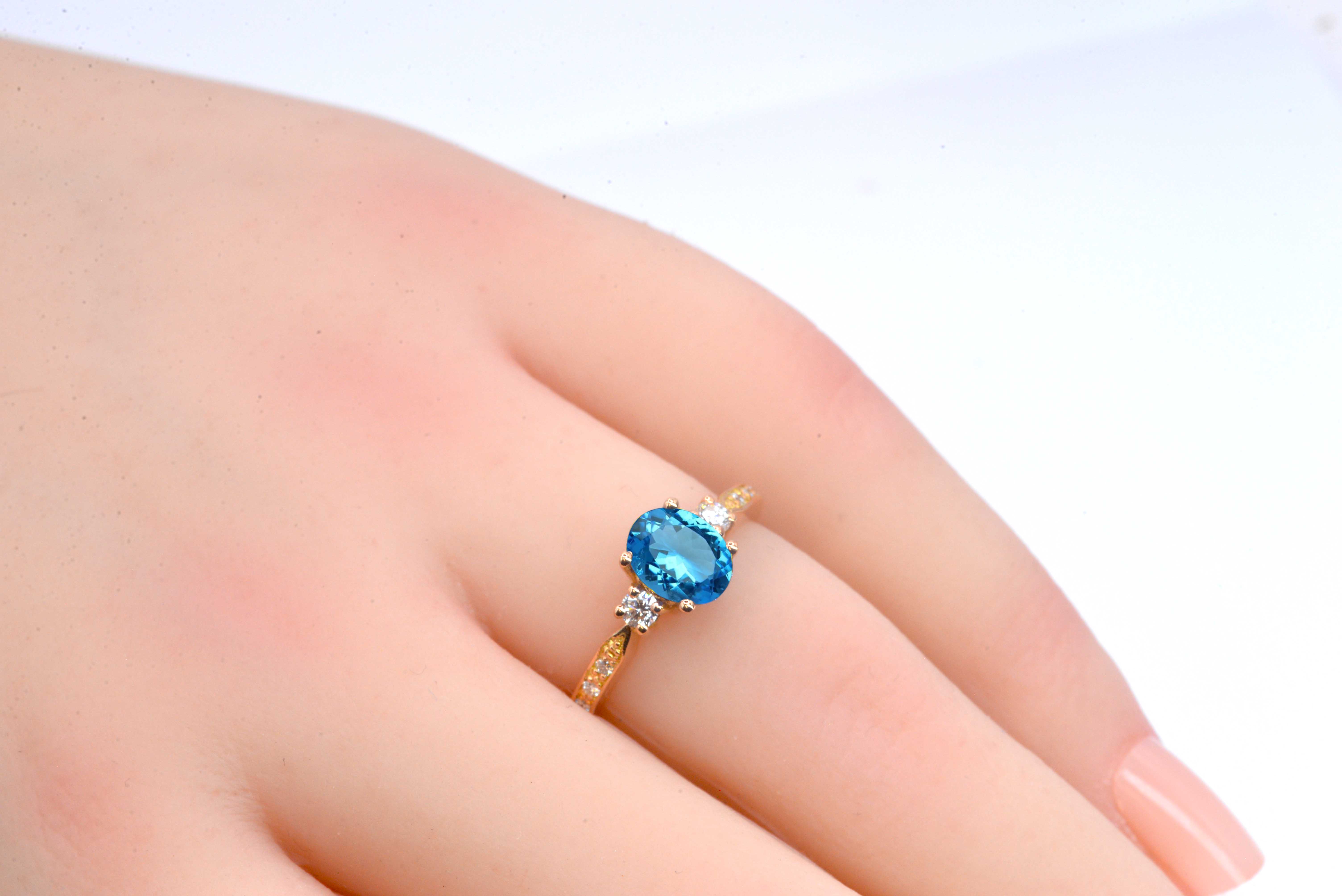 Oval blue topaz ring for her - Image 6