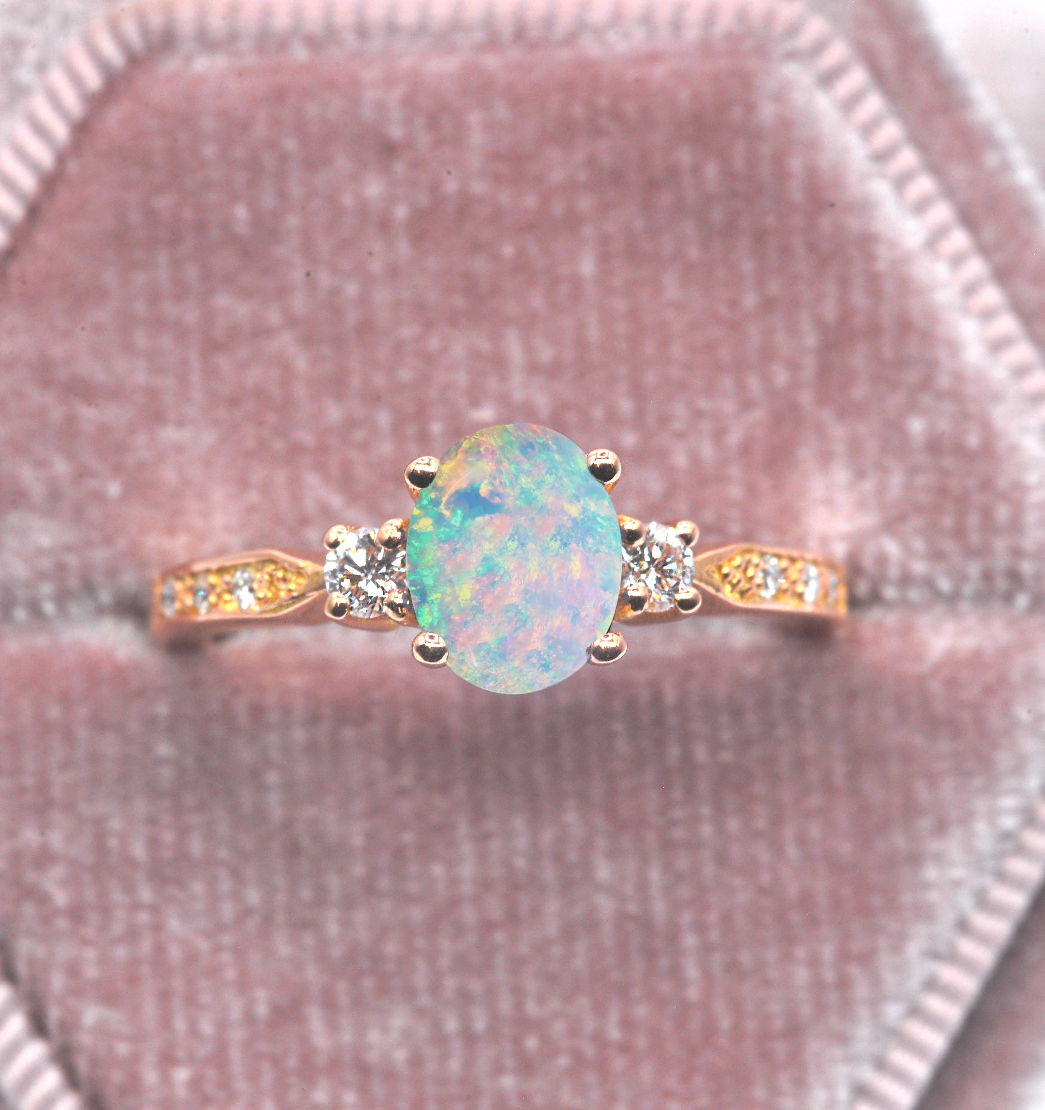 Oval Opal And Diamond Celtic Solitaire Ring - Image 5