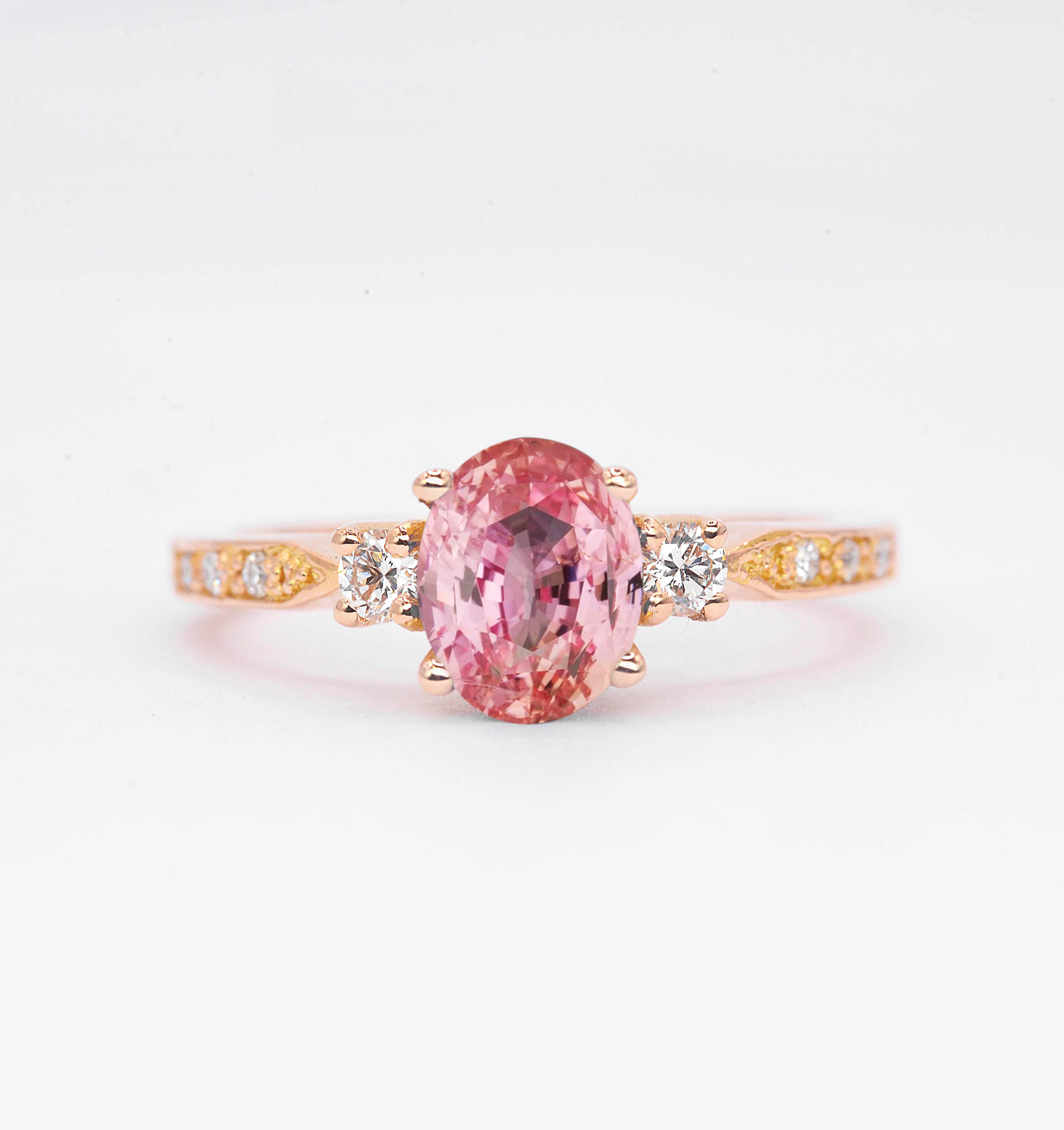 Natural padparadscha sapphire luxury ring