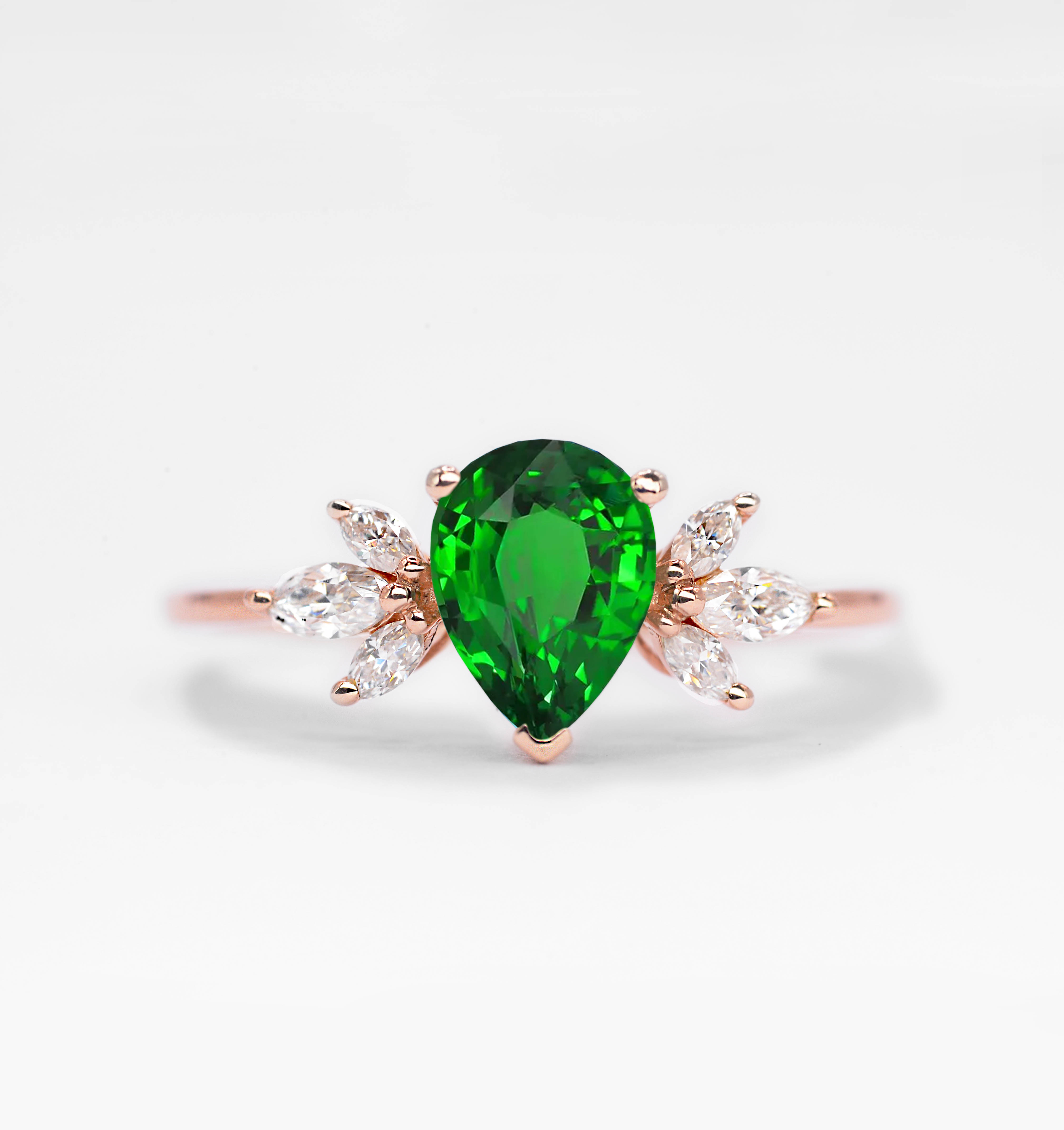 Pear shape tsavorite engagement gift ring