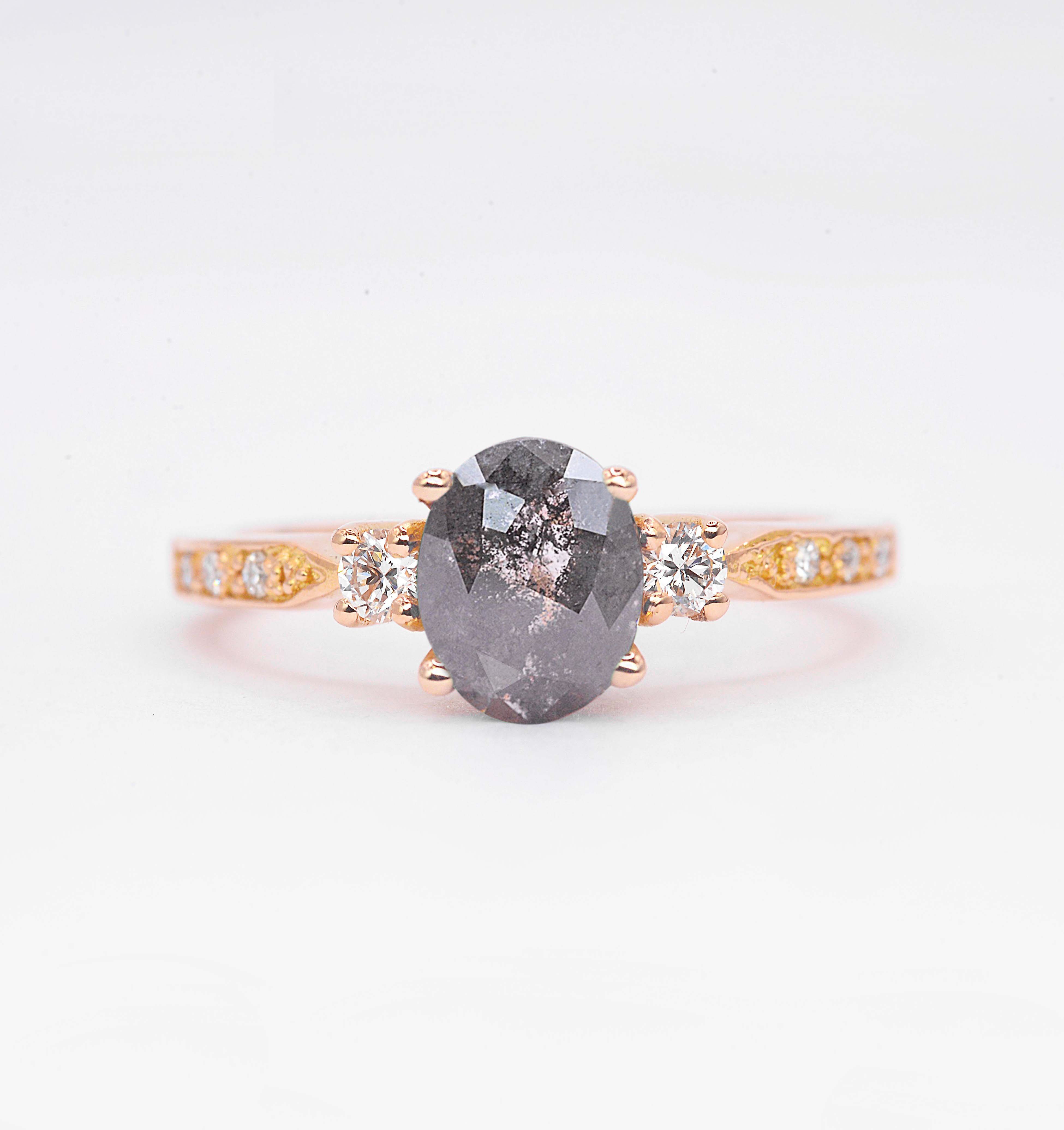 Salt And Pepper Diamond Bridal Promise Ring