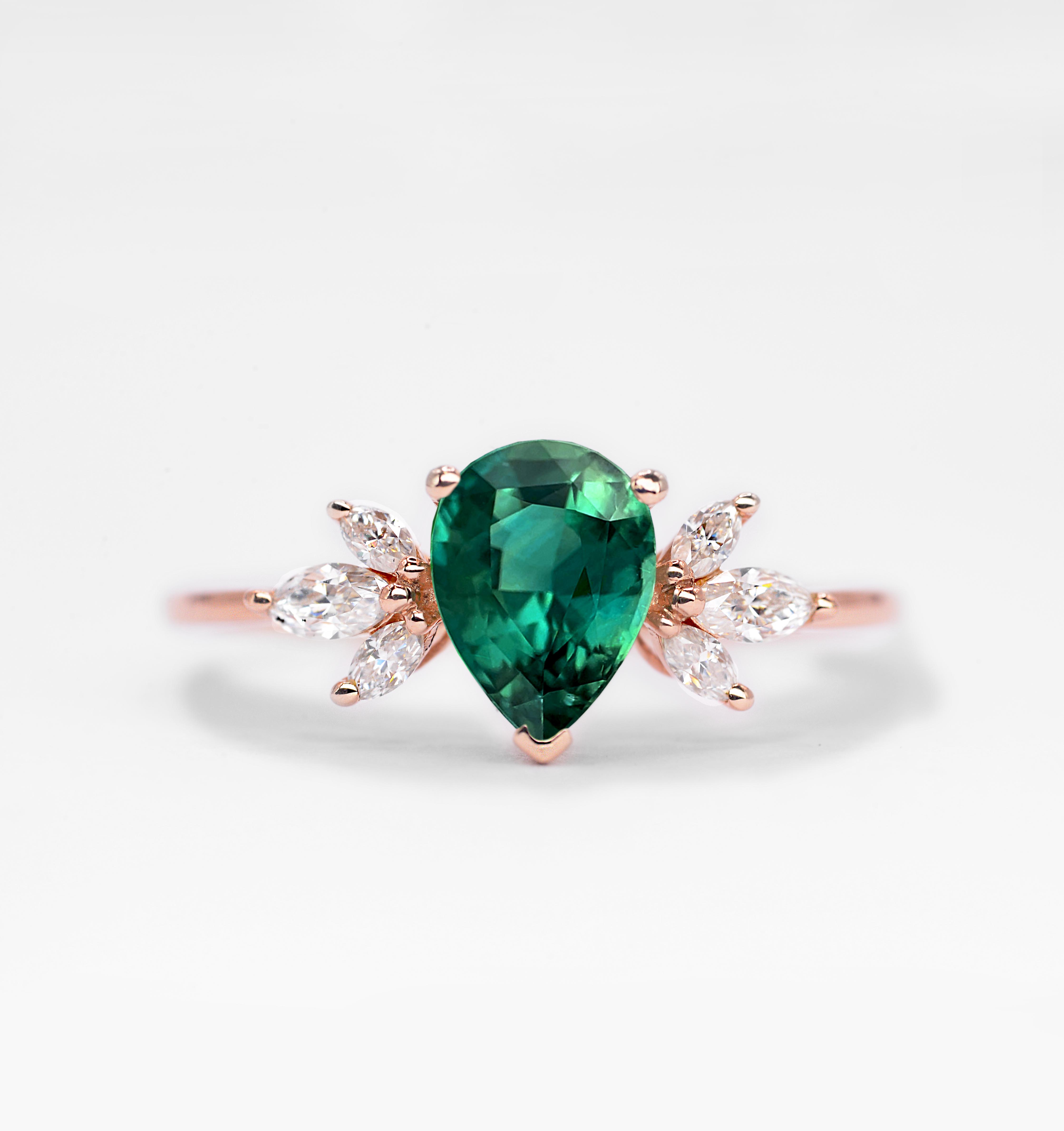 Whispers of the Sea – Teal Sapphire Ring