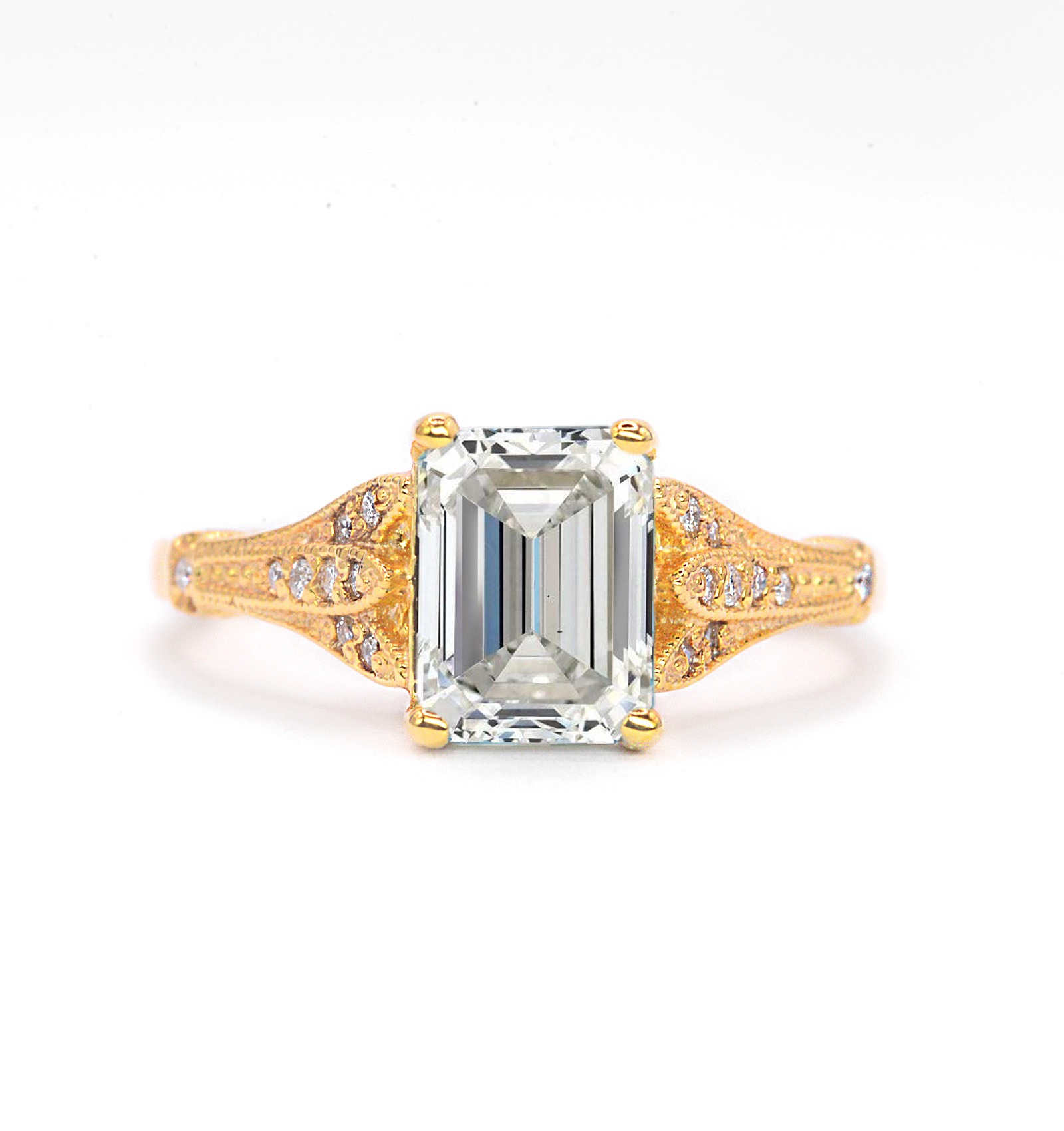 This emerald cut diamond vintage gift ring is a beautiful and elegant choice for engagement or any other occasion. Available in rose gold, yellow gold, white gold, or platinum.