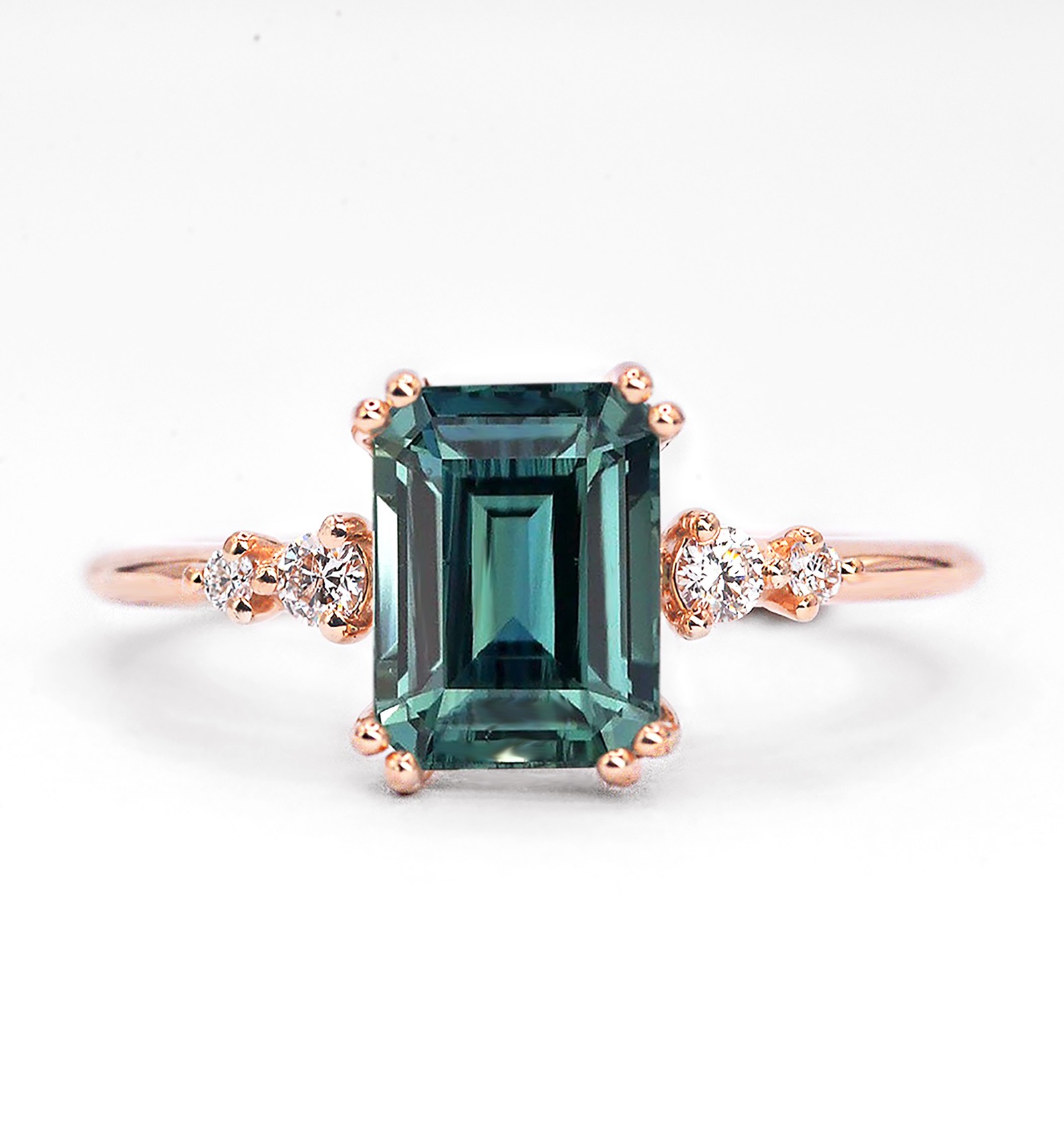 emerald teal sapphire ring