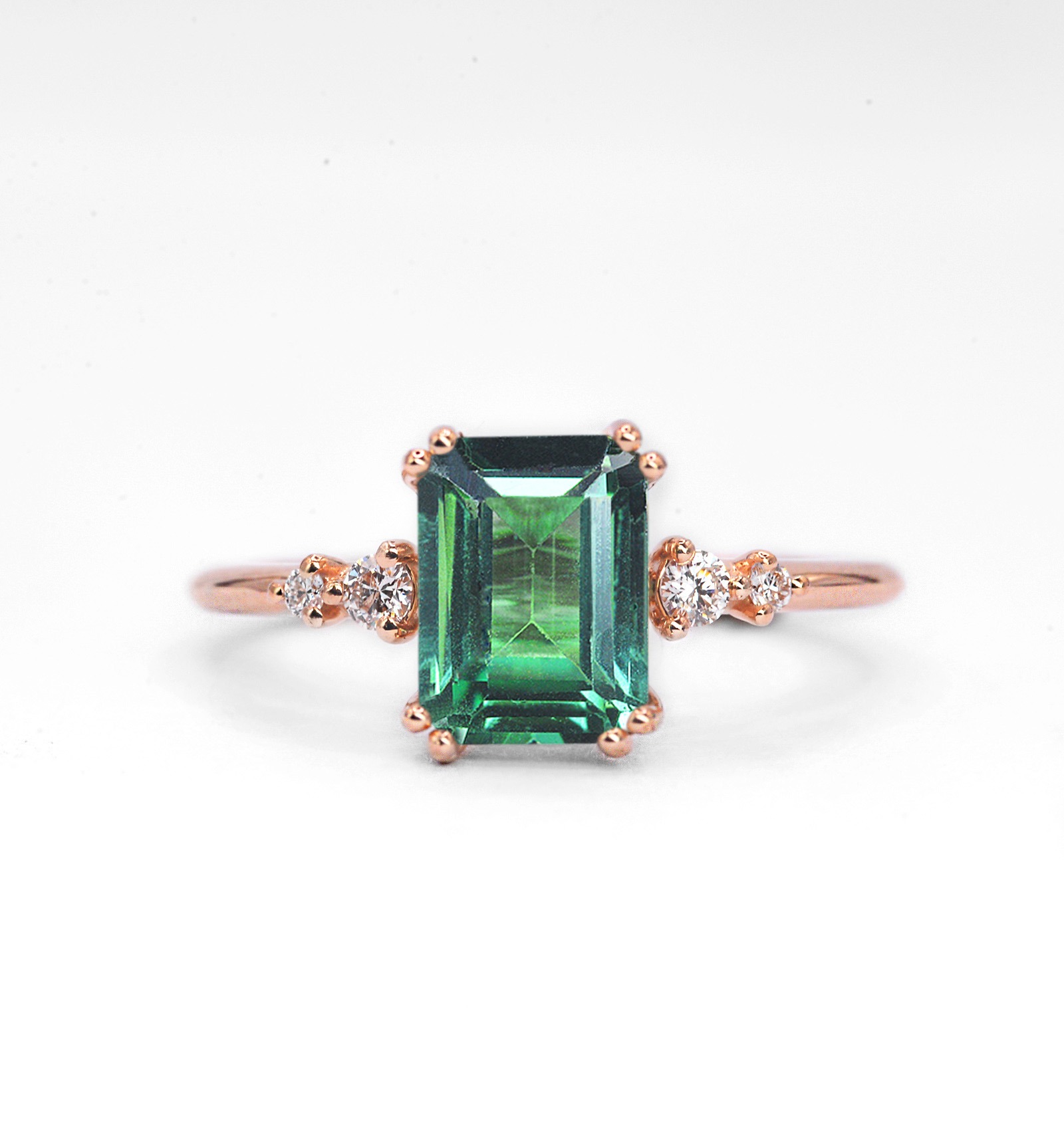 Mint green sapphire unique ring for her with sapphire and white diamonds. This unique ring comes in solid 9k,14k or 18k rose gold.