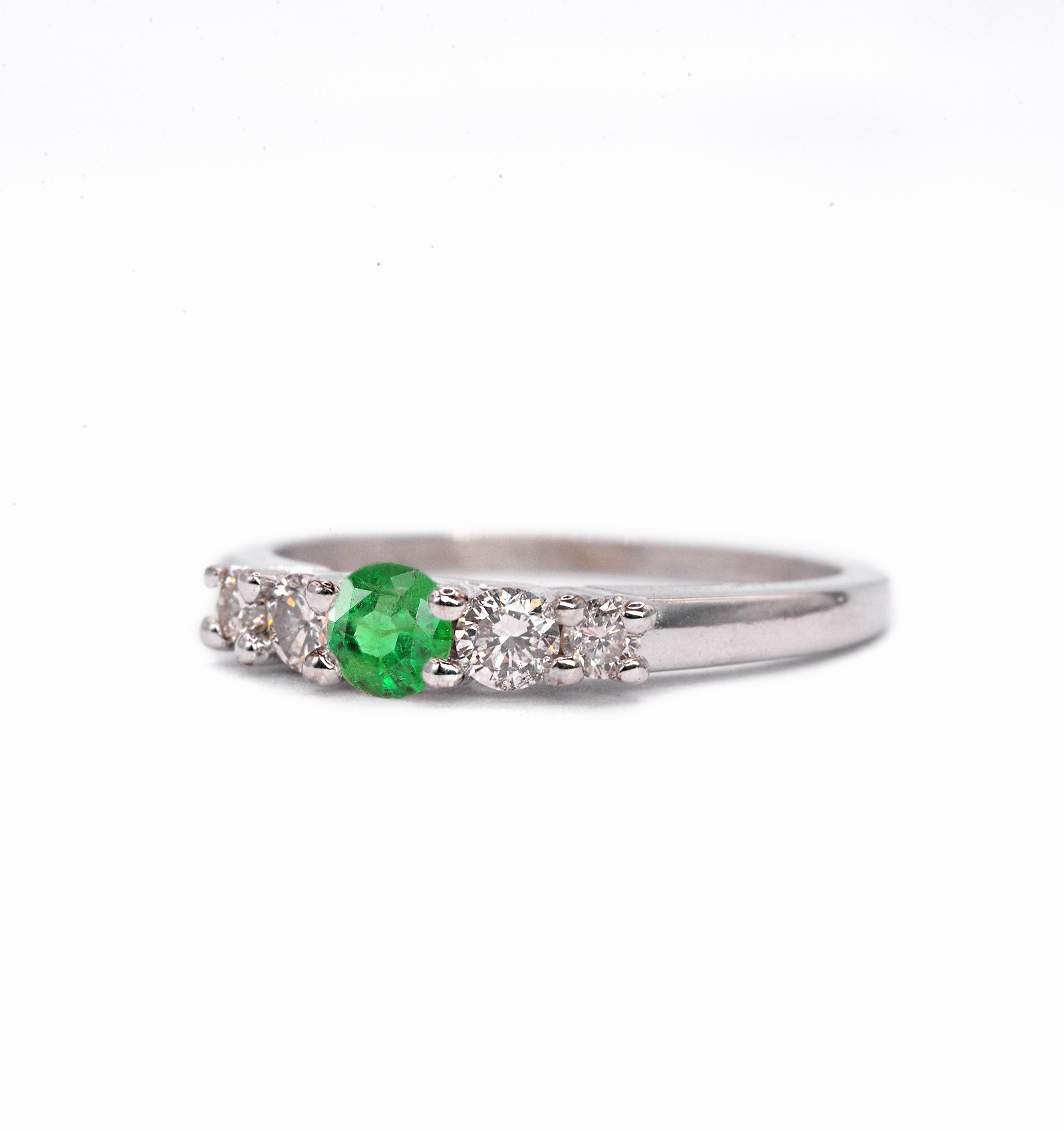 Unique emerald gift ring for her with emerald and white diamonds. This unique ring comes in solid 9k,14k or 18k rose gold.