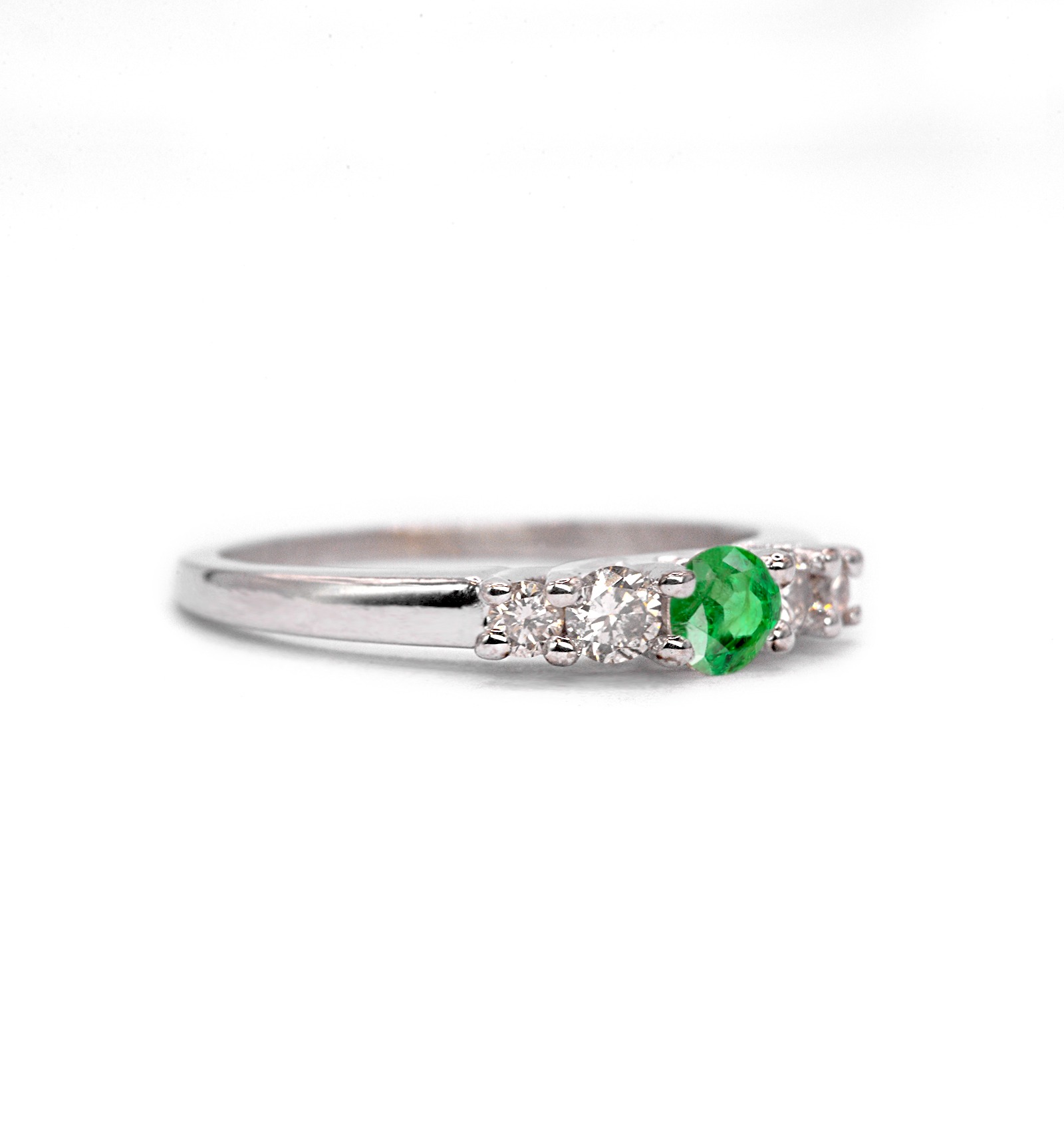 Unique emerald gift ring for her with emerald and white diamonds. This unique ring comes in solid 9k,14k or 18k rose gold.