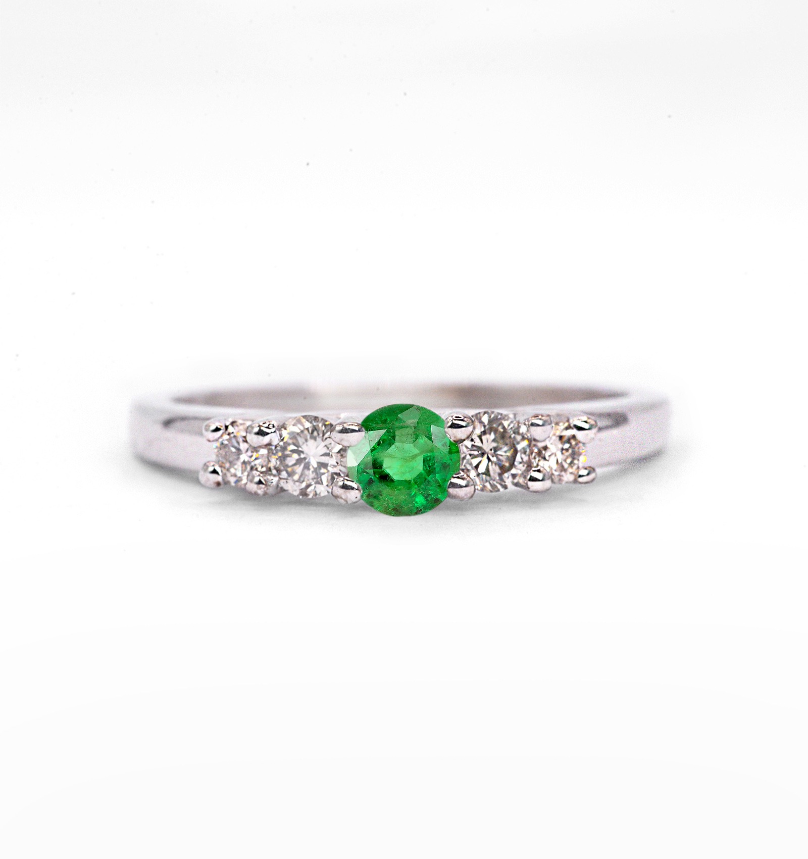 Unique emerald gift ring for her with emerald and white diamonds. This unique ring comes in solid 9k,14k or 18k rose gold.